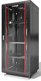 Network Data Cabinet - Rack Mount - Wall Mount IT Rack - Locking - Server Rack - 24-Inch deep Data Rack - Server Rack Cabinet with POWERBAR/Fan/Shelf/CASTERS/for Servers - A/V (27U 24"X24"X51")