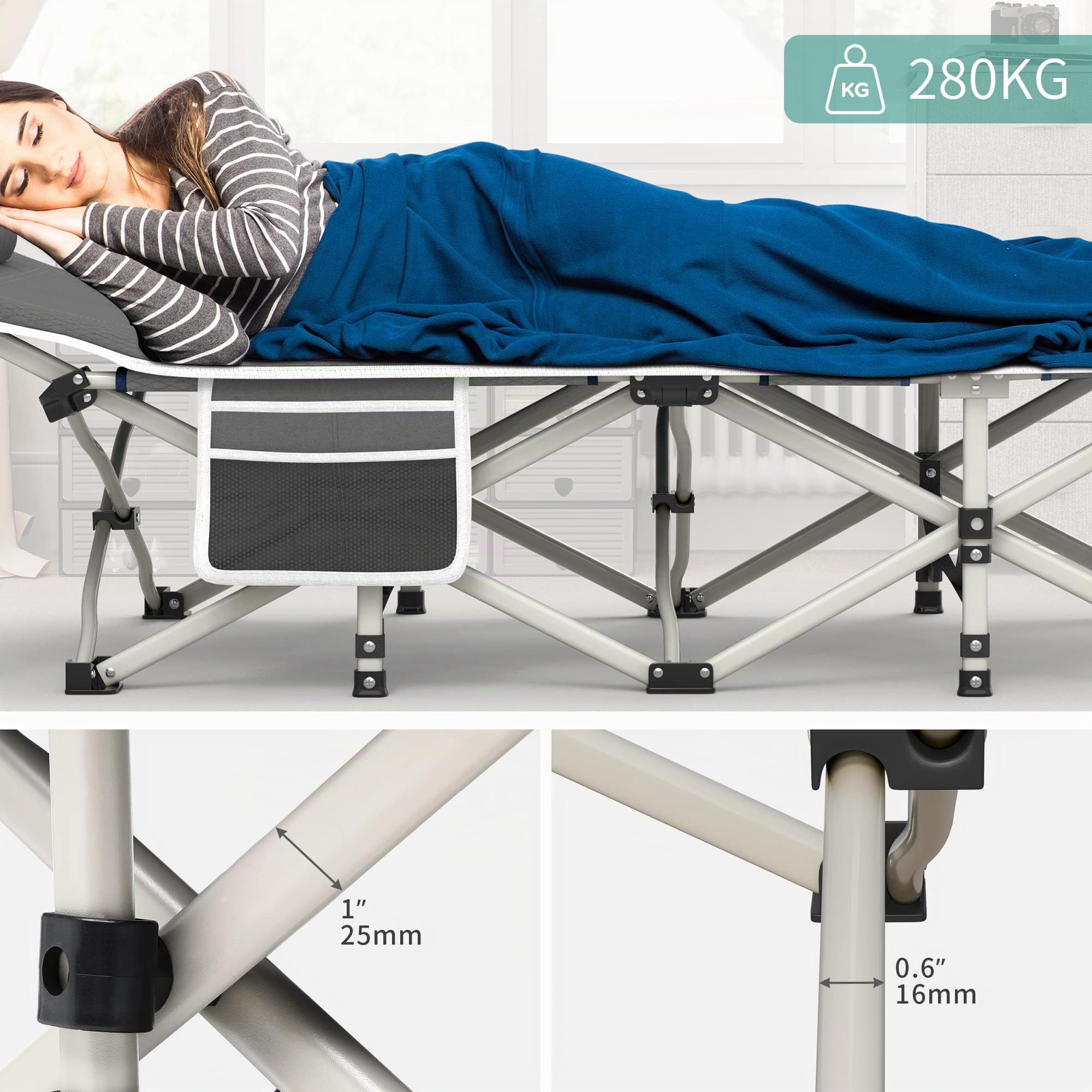 YITAHOME Cama de Camping Plegable para Adultos, Cama de Campamento portátil Extra Ancha de 28" para Trabajo Pesado, Cuna Cómoda para Dormir con Capacidad de 300 kg para Viajes/Oficina/Exterior