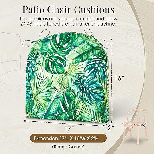 Miniatura 6 de downluxe Juego de 4 cojines para sillas de exterior para muebles de patio, cojines impermeables para sillas de patio con lazos, cojín de espuma