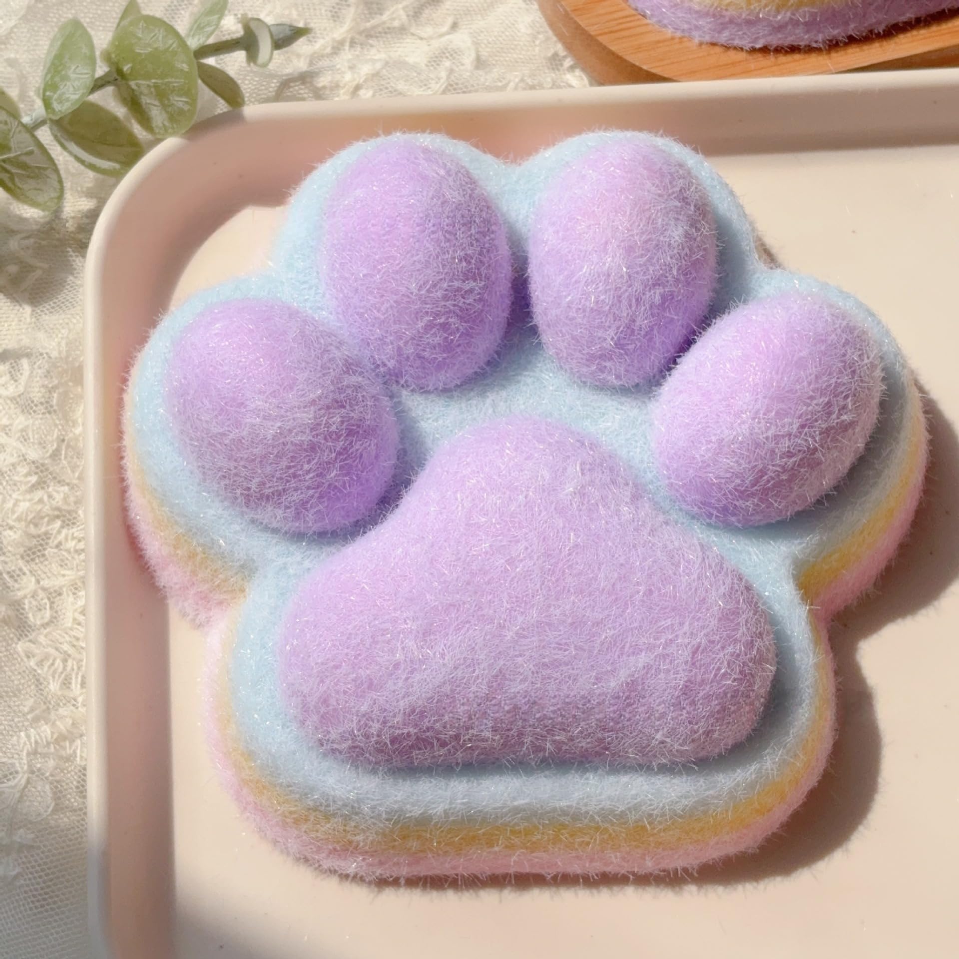 TIMCHESS 5.9 Inch Ultra Soft & Transparent Cat Paw Squishy Toy, Perfect Paw Squishys for Adults Stress Relief, Squishy Cat Paw Fidget Toy (Rainbow