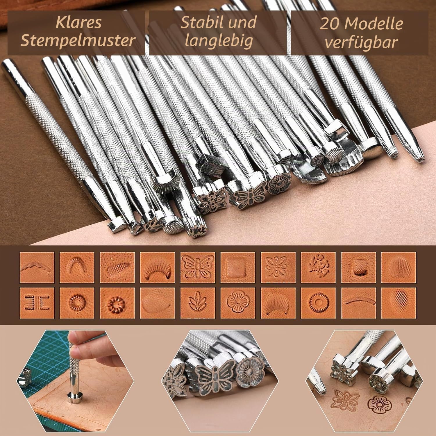 TINMAGI Lederhandwerks-Werkzeuge, Leder Nähset Leder Werkzeug mit Individueller Aufbewahrungstasche, Lederwerkzeug Sewing Kit zum Lederverarbeitung, Schneiden, Stanzen, Nähen, Schnitzen