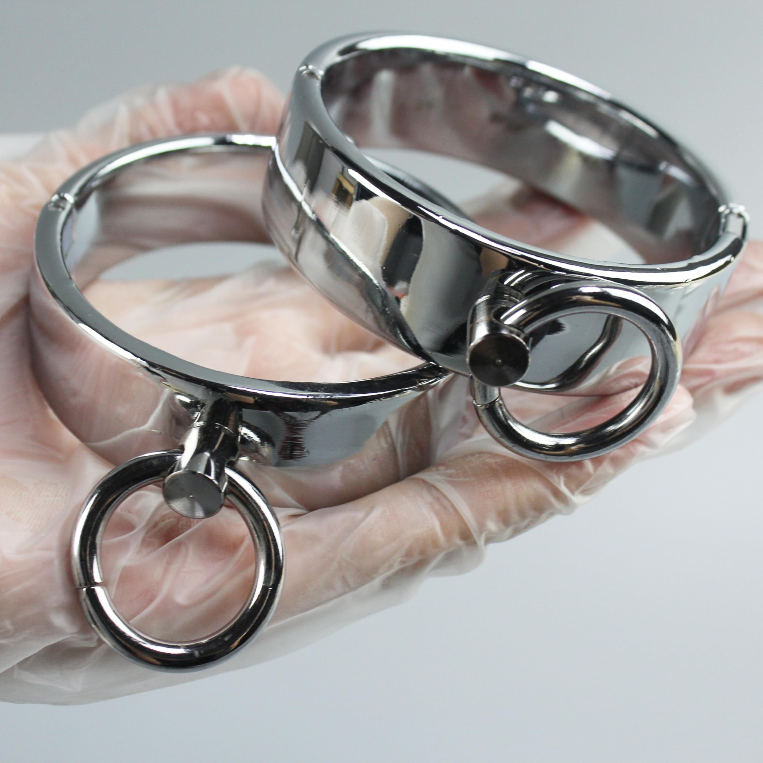Silber Metall Kreisförmige Handschellen&Fußfesseln mit Verbindungskette