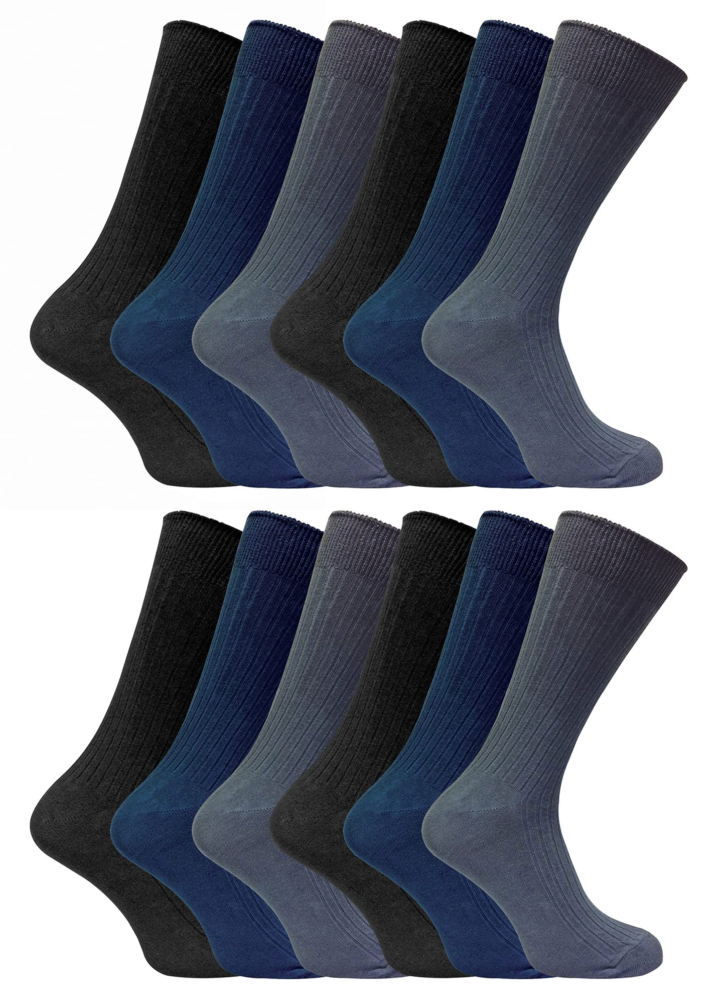 Sock Snob 12 Pairs Mens Cotton Socks - Soft, Breathable, Moisture-Wicking - Size 6-14 UK
