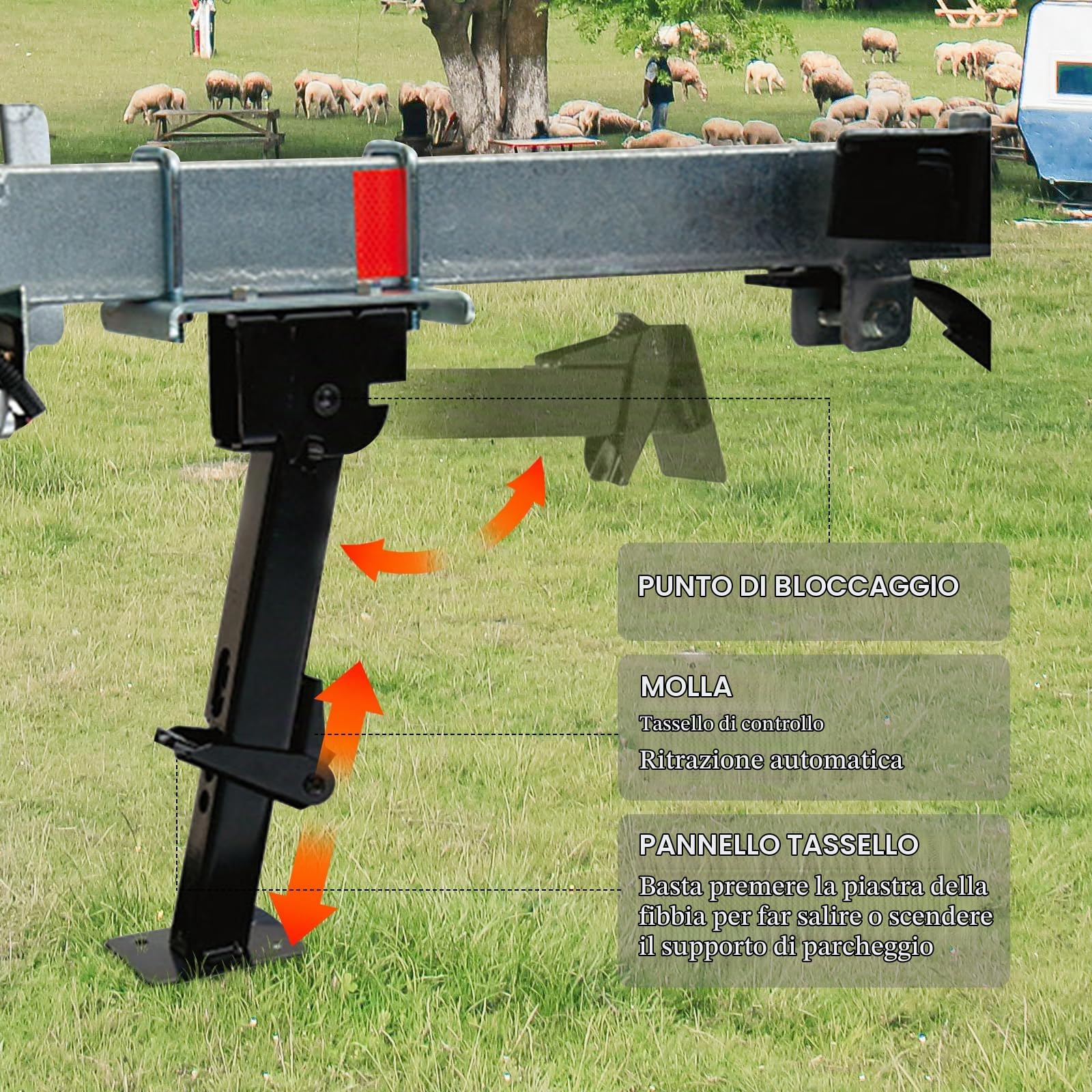 Stabilizzatore per Rimorchio, Martinetto Stabilizzatore per Camper 2Pezzi | Supporto da 650 Libbre, Capacità di Carico di 1000 Libbre, Supporto Parcheggio Martinetto Girevole Telescopico