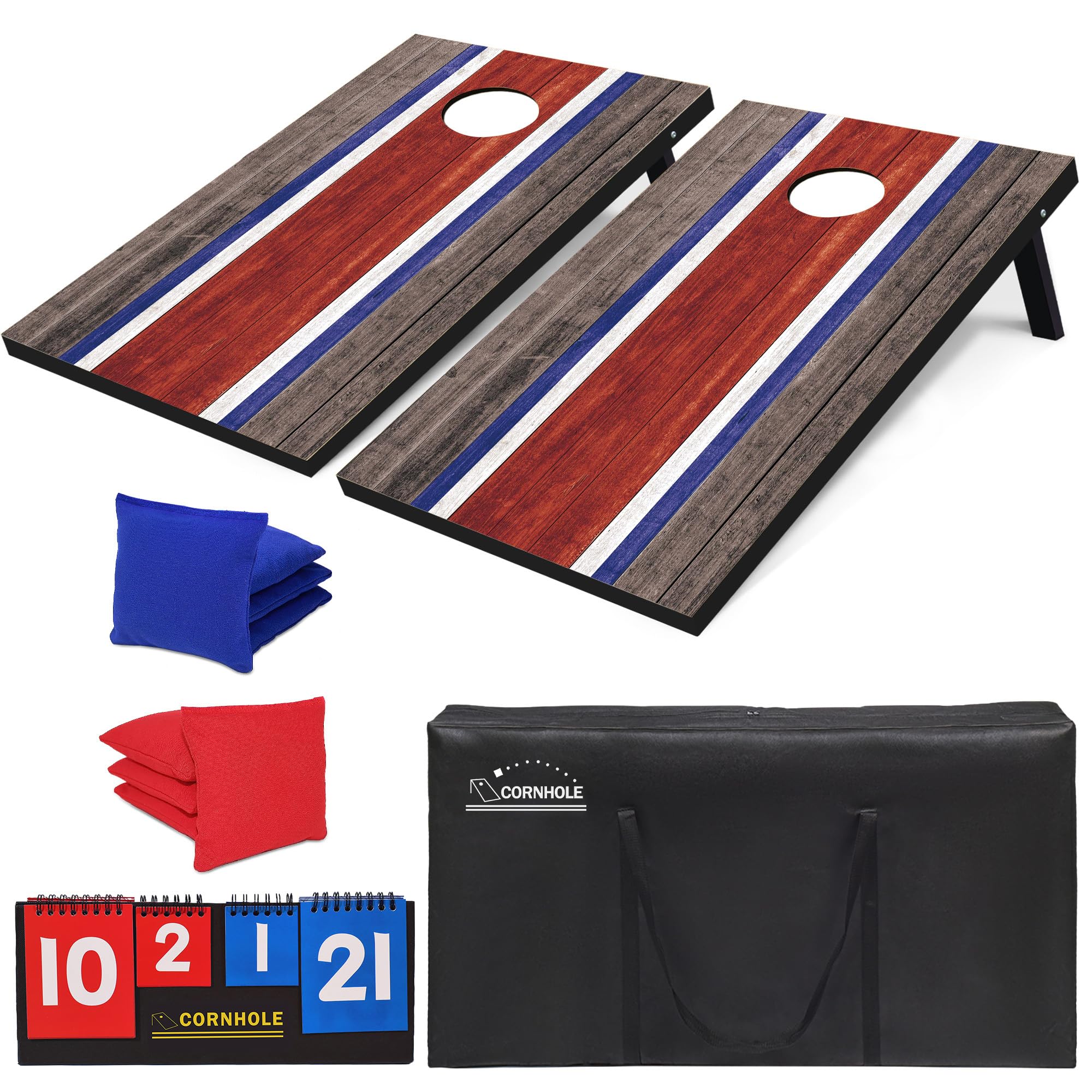 Cornhole Board Set, Tailgate Size Cornhole Board Set with 8 Bean Bags and Portable Case, 3x2 Cornhole Outdoor Game Toss Board for Adults Outside Activities
