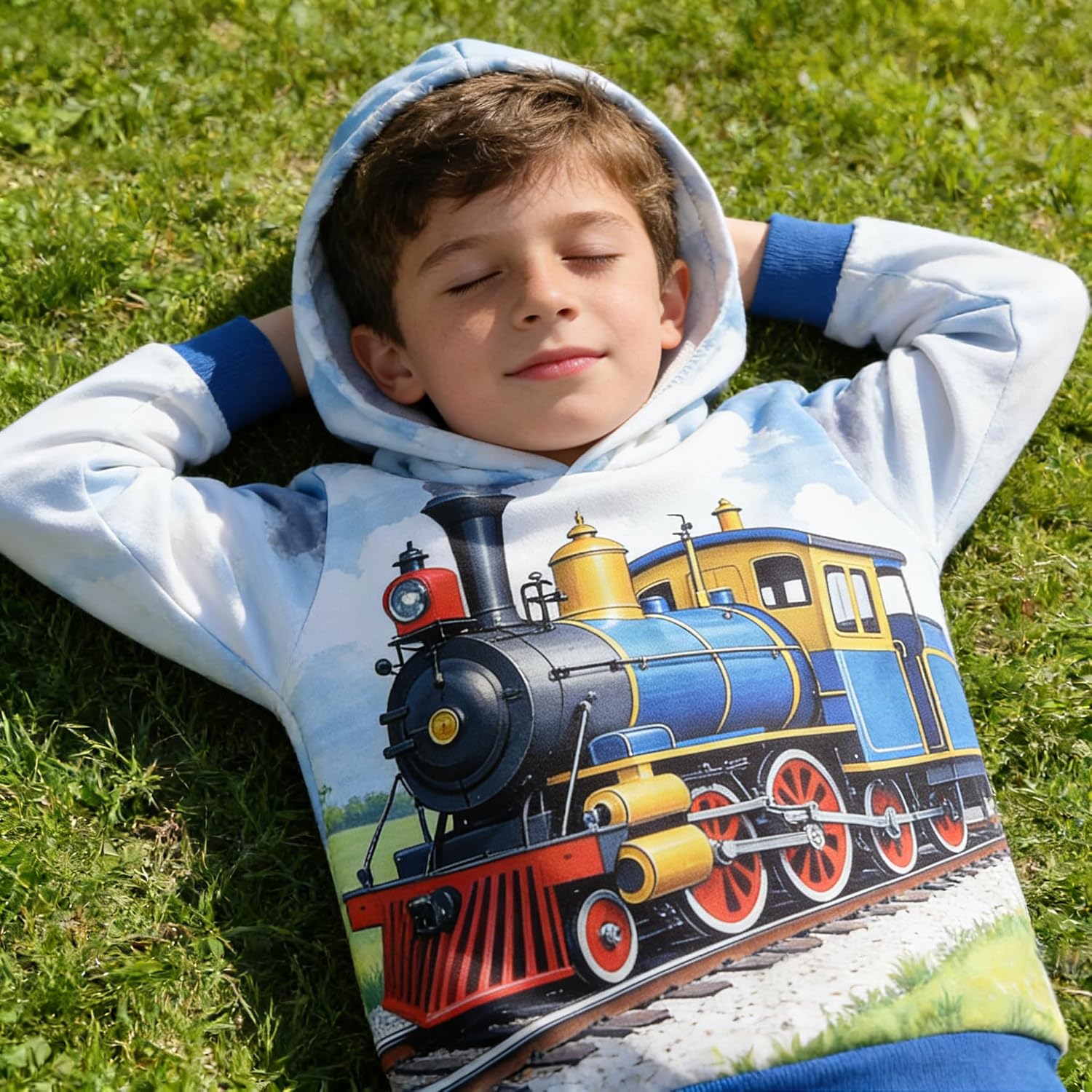 DDSOL Toddler Boy Hoodie Shirt Long Sleeve 3D Graphic Monster Truck Tops Active Sweatshirt 4-10 Years