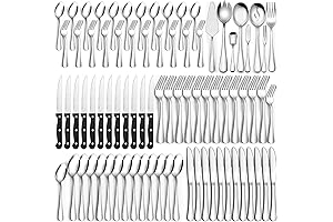CEKEE 80-Piece Silverware Set with Serving Utensils