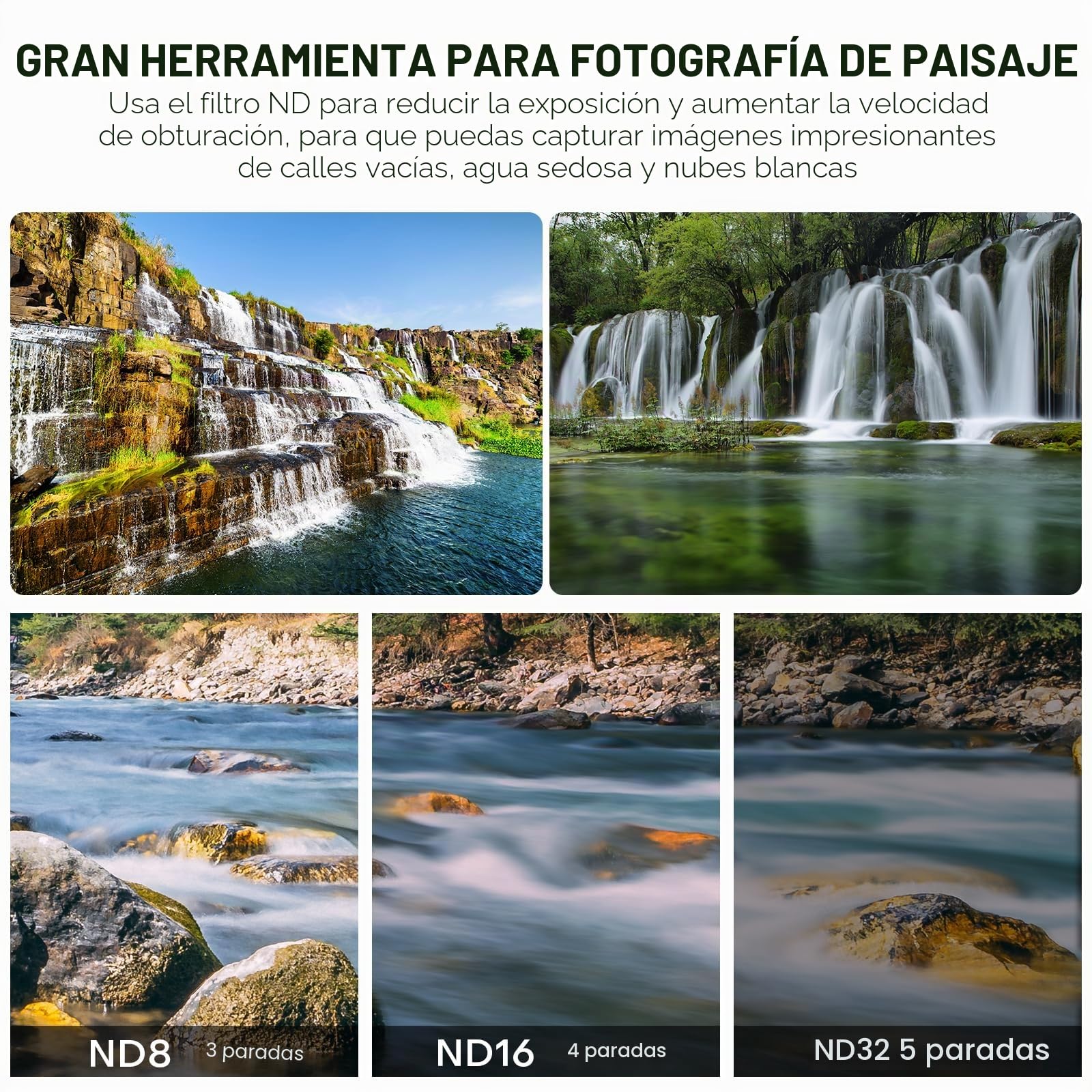 REYGEAK Juego de filtros de Lente para dji Action 5 Pro/4/3, Paquete de 4 CPL ND8 ND16 ND32 Filtro polarizador de Densidad Neutra, Vidrio óptico HD Multicapa para Accesorios de cámara de acción dji