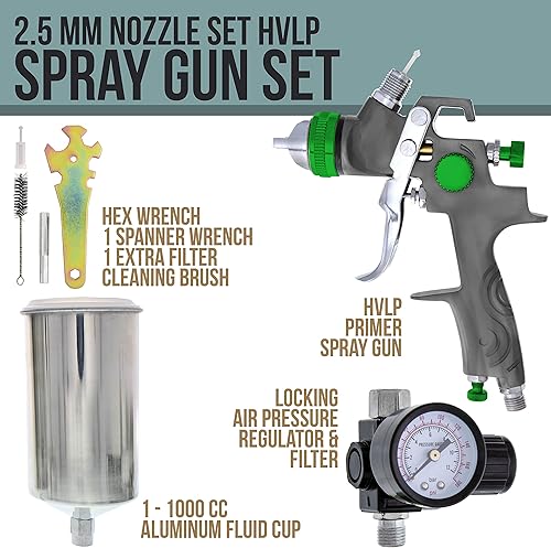 Miniatura 2 de TCP marca global Professional Nueva pintura 25mm HVLPPistola pulverizadora Spray gun-auto Flake Primer-Metal con Regulador de aire