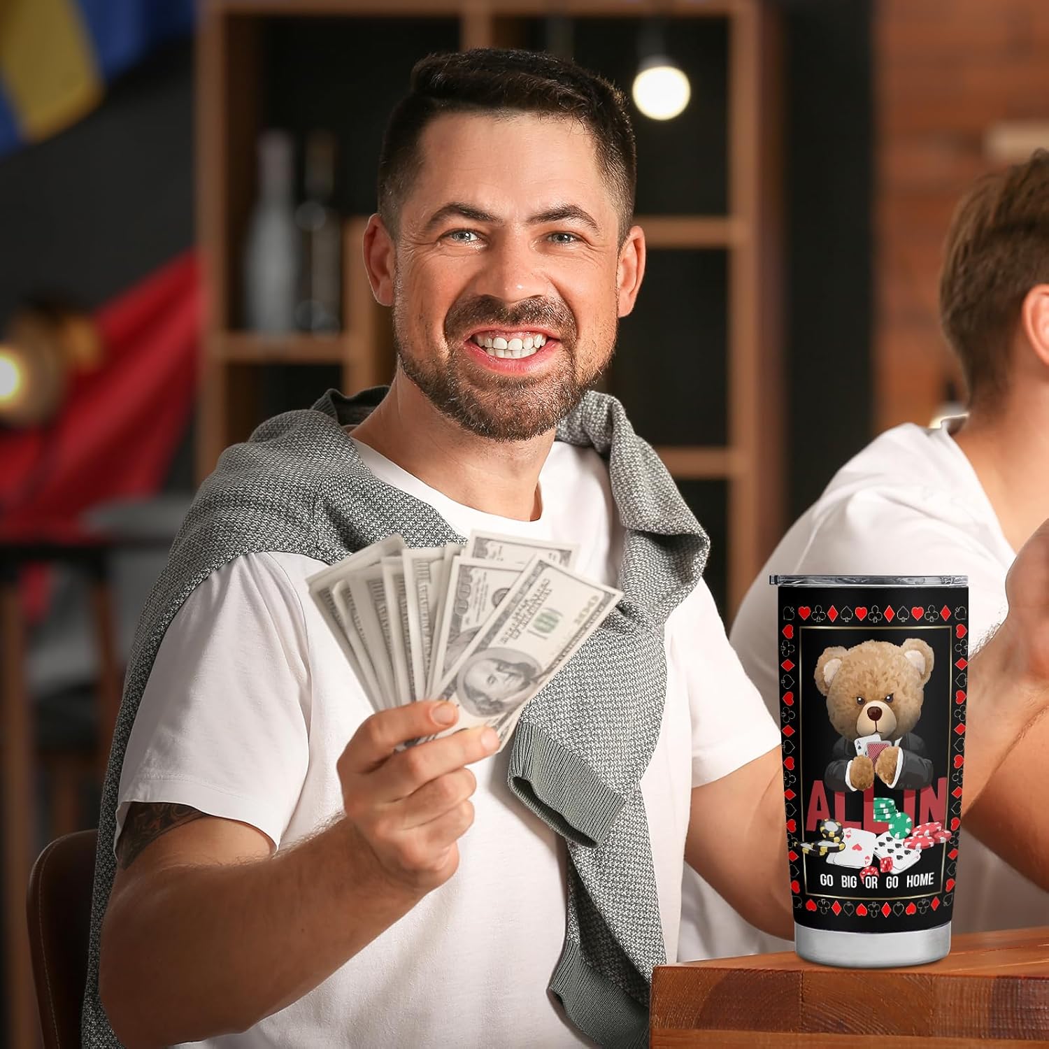 Gambling Gifts - Casino Gifts for Men Him for Birthday Christmas - 20oz Stainless Steel Coffee Mug Tumbler - I'd Rather Be at the Casino - Image 4