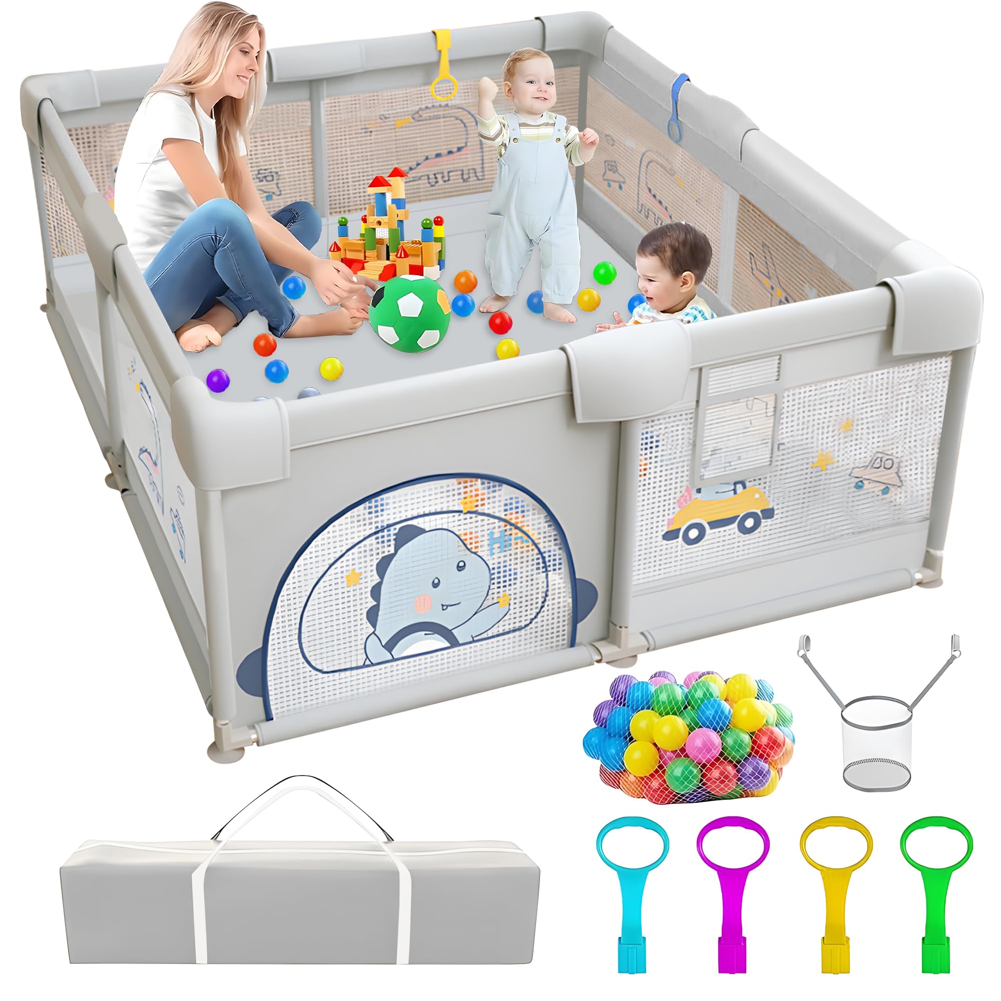 Großer Baby-Laufstall Aus Kiefernholz – Verstellbar Bis 160x160cm Mit Sicherheitstor