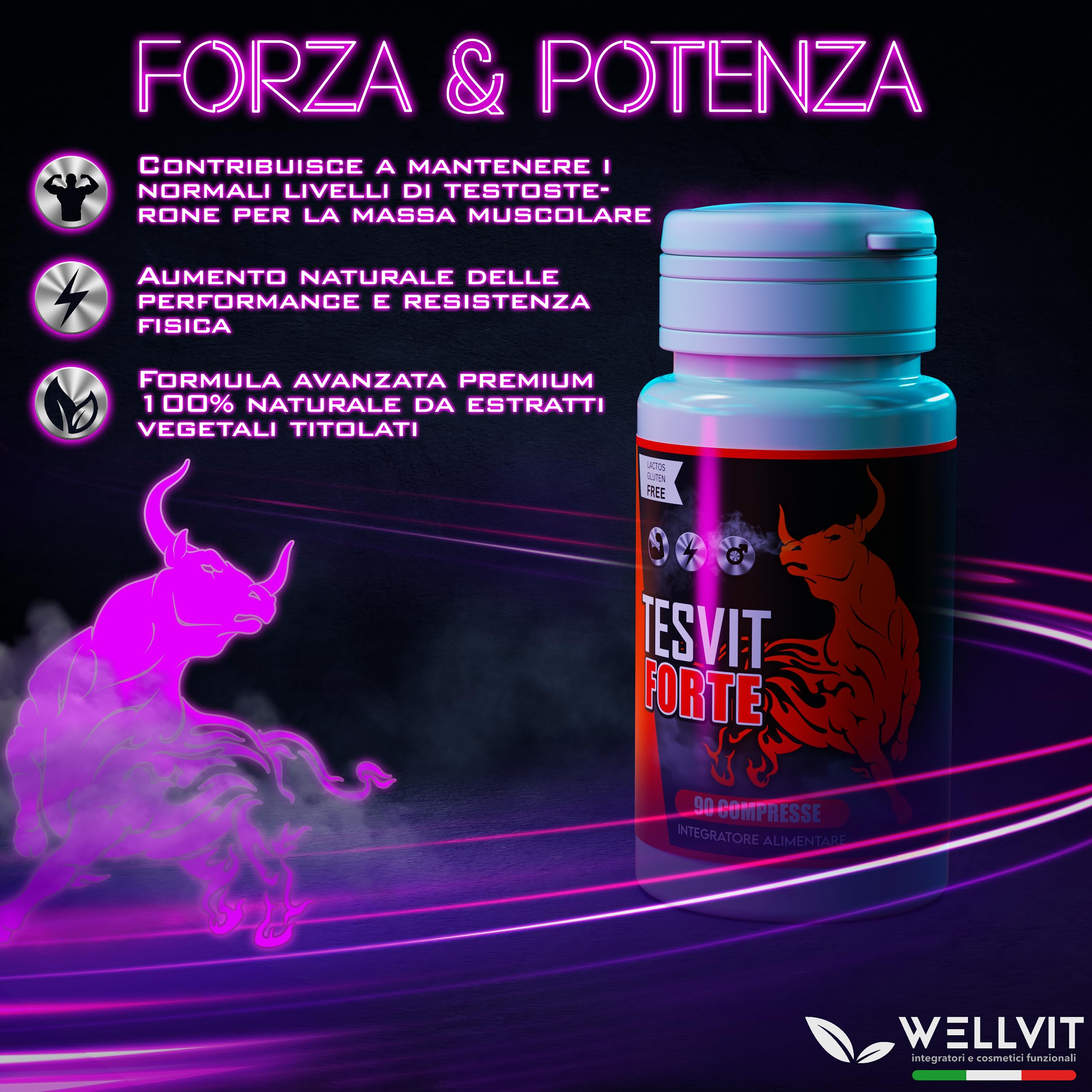 TESVIT FORTE - Testosterone Massa Muscolare , Aumento Naturale di Forza Durata Resistenza con Fieno Greco Premium ad Alto Dosaggio, L Arginina, Acido Aspartico, Zinco per Pura Energia e Potenza (90cp)