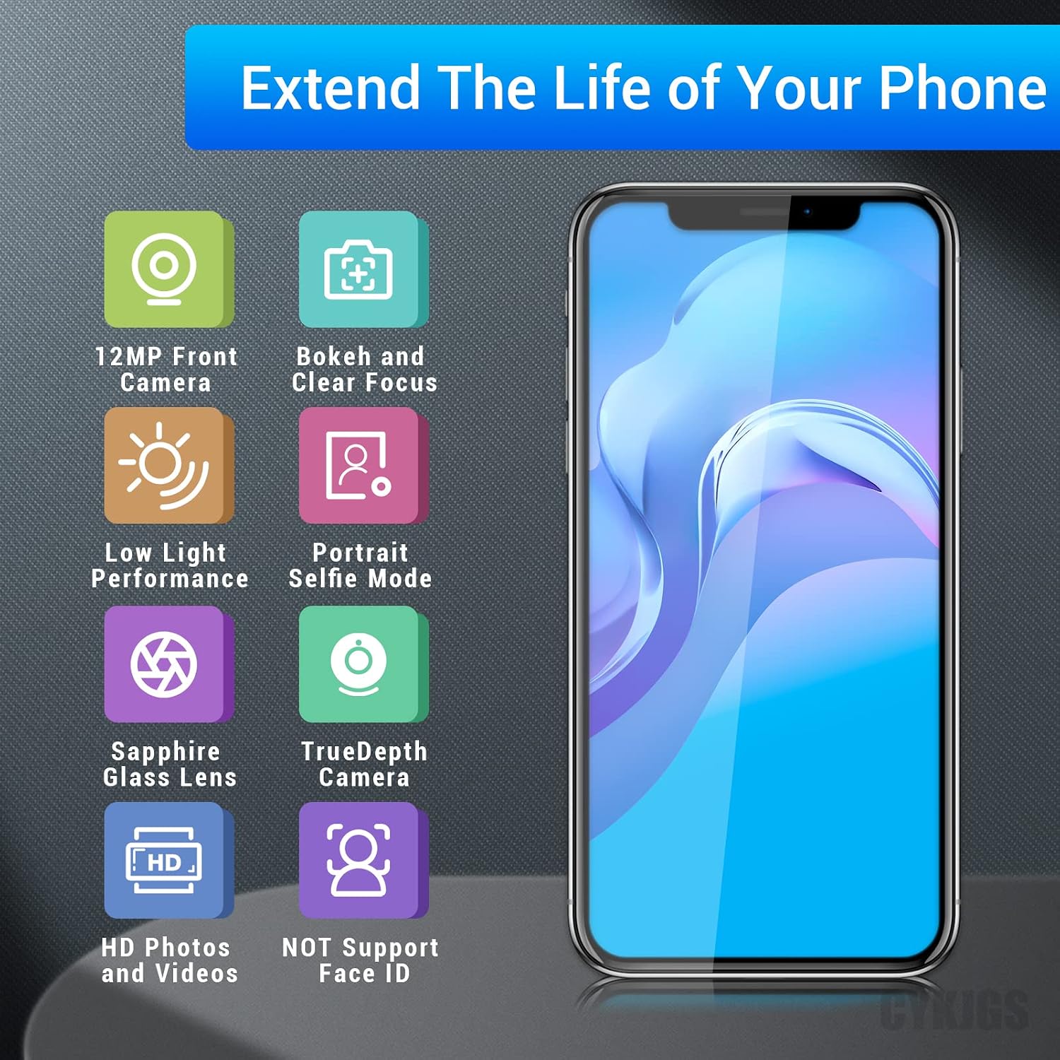 for iPhone 11 Front Camera Replacement OEM New 12MP Face Front Camera Part Facing Lens Module Transmitter Light Receiver Flex Cable Connector Repair Fix Tools Kit for A2111 A2223 A2221