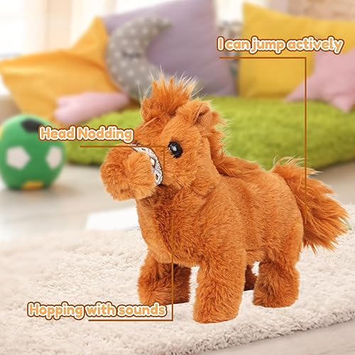 Miniatura 2 de Easfan Juguete de Poni que Camina Peluche Poni Interactivo Eléctrico Juguete de Mascota de Peluche con Sonido Animal de Peluche Regalos de Navidad
