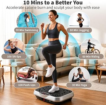 Vibration Plate Exercise Machine for Lymphatic Drainage, 120-Level Vibrating Platform Machine for Weight Loss/Body Workout, with Resistance Bands Home Gym Fitness Shake Plate with Resistance Bands