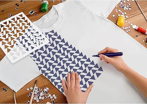 Miniatura 6 de CrafTreat Plantillas geométricas reutilizables de 12 piezas para pintar (6 x 6), plantillas de bricolaje para pared y muebles