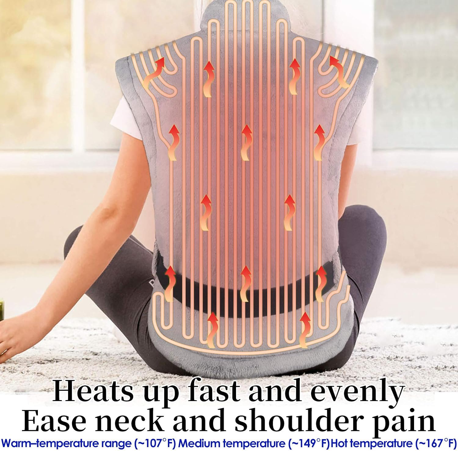 Large Heating Pad for Neck, Shoulders and Back Pain, [38" x 26"] XXXL Fast Heating Wrap for Cramps Relief, Dry & Moist Heat, 3 Heat Settings, Fast-Heating Technology, Auto Shut-Off Hot Heated Pad