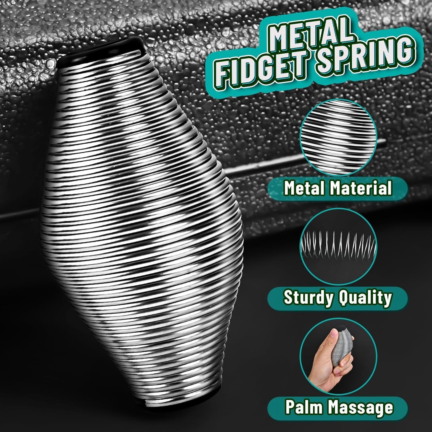 PIKFOS Metal Fidget Spring Toys Adults, Stainless Steel Stress Ball Toys Cool Gadget Office Desk Toys Quiet, Figette Toy, Silent Anxiety Relief Item, Trainer for Fingers, Silver 1