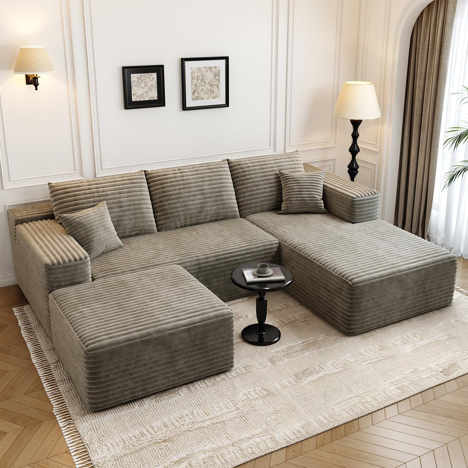 107534cloud modular sectional couch with 1 ottomanmodern minimalist upholstered couches comfort u shaped sofa for living roomdeep seat corner couchno assembly required camelright facing chaise