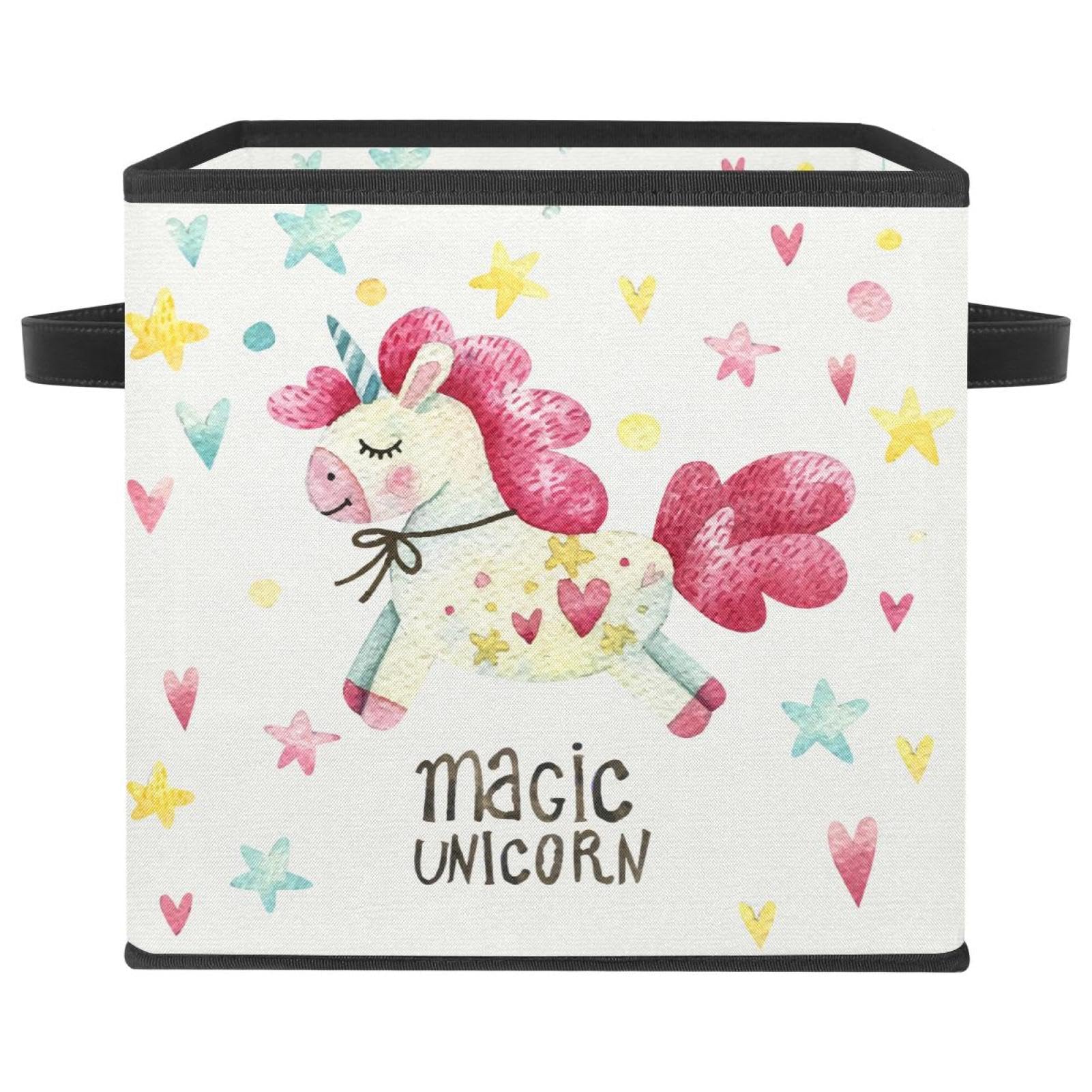 Boîte de rangement pliable licorne cube en tissu pour chambre enfant
