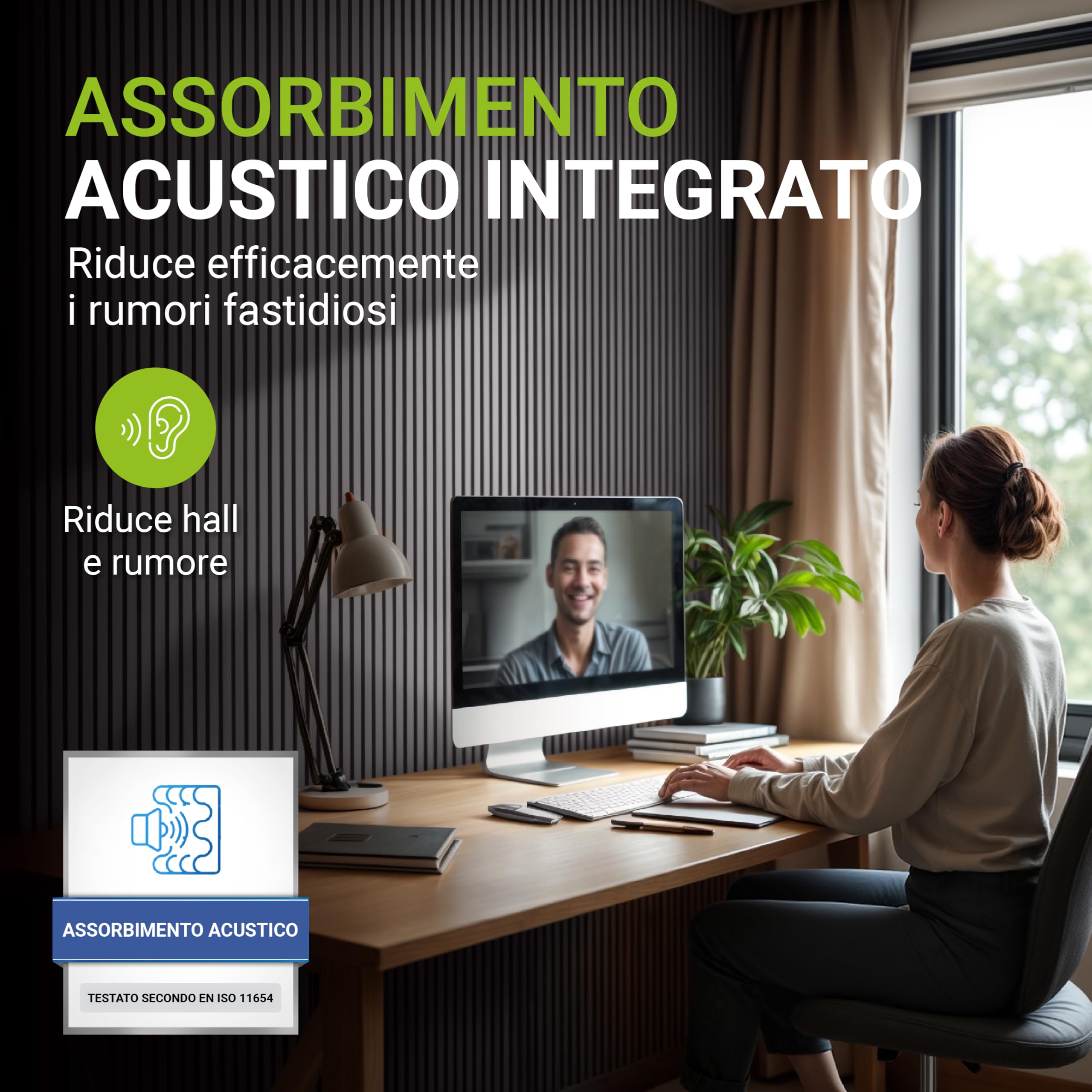Juskys Pannelli acustici da Parete, Set da 4, 120x60 cm, 2,88 m², riduce eco e rumore - Grigio scuro