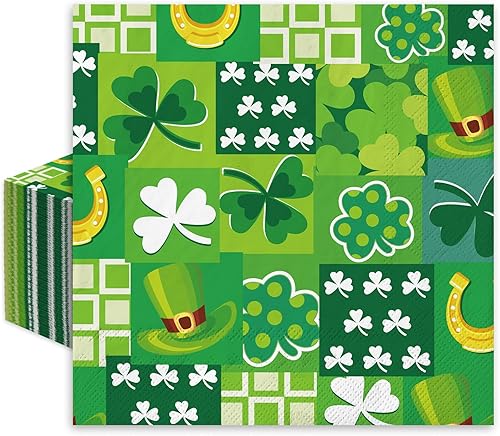 JarThenaAMCS 80 servilletas de papel del día de San Patricio, servilletas de cena de trébol de la suerte de trébol de la suerte desechables para disponible en Yaxa Costa Rica
