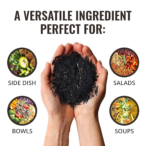 Miniatura 6 de Floating Leaf Arroz silvestre puro de grano largo, sin OMG y sin gluten, arroz orgánico salvaje salchicha (paquete de 3) 8 onzas cada uno, alimento