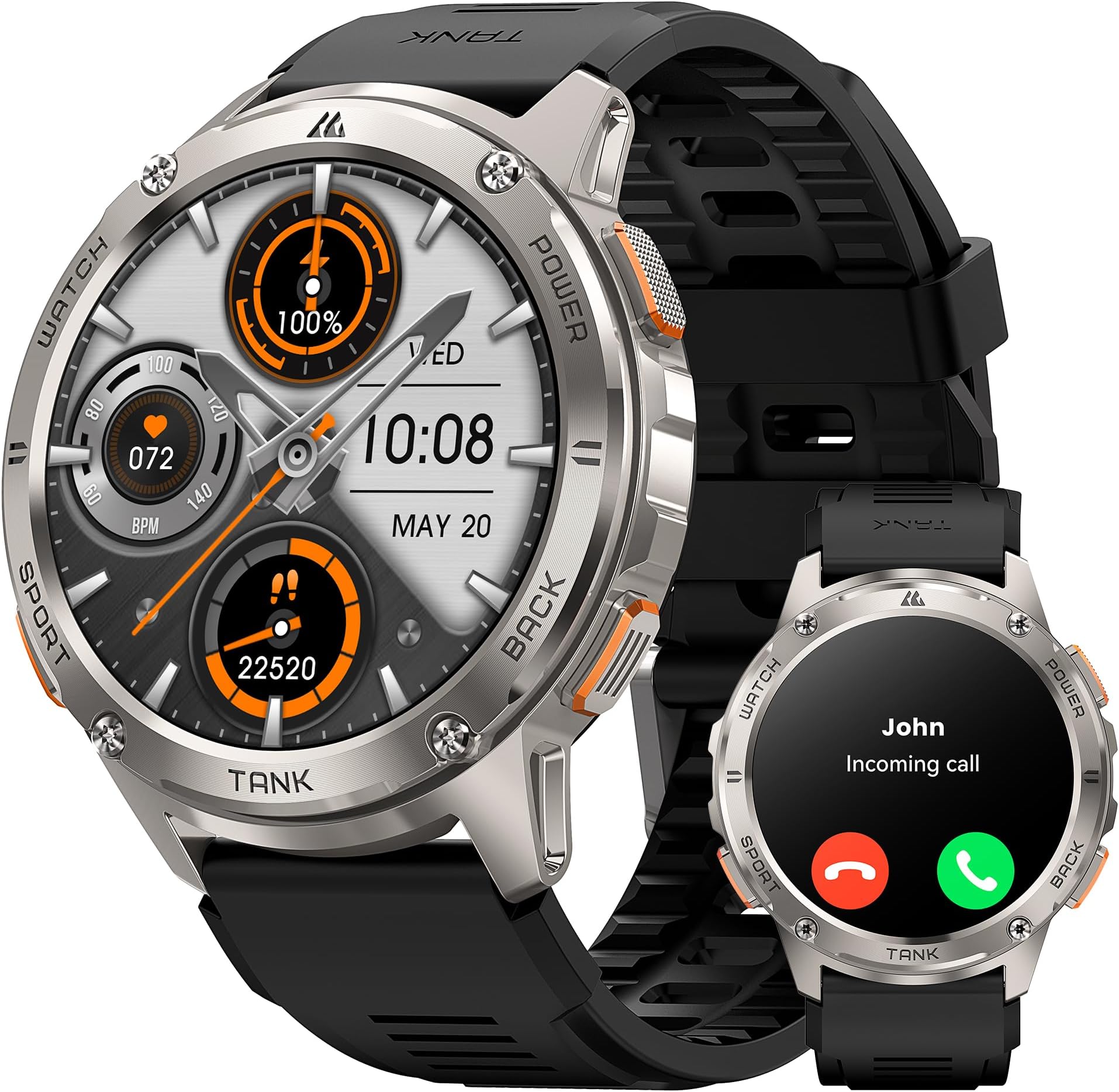 KOSPET Tank T3 Smart Watch, 5 ATM & IP69K Waterproof, 60-Day Long Battery