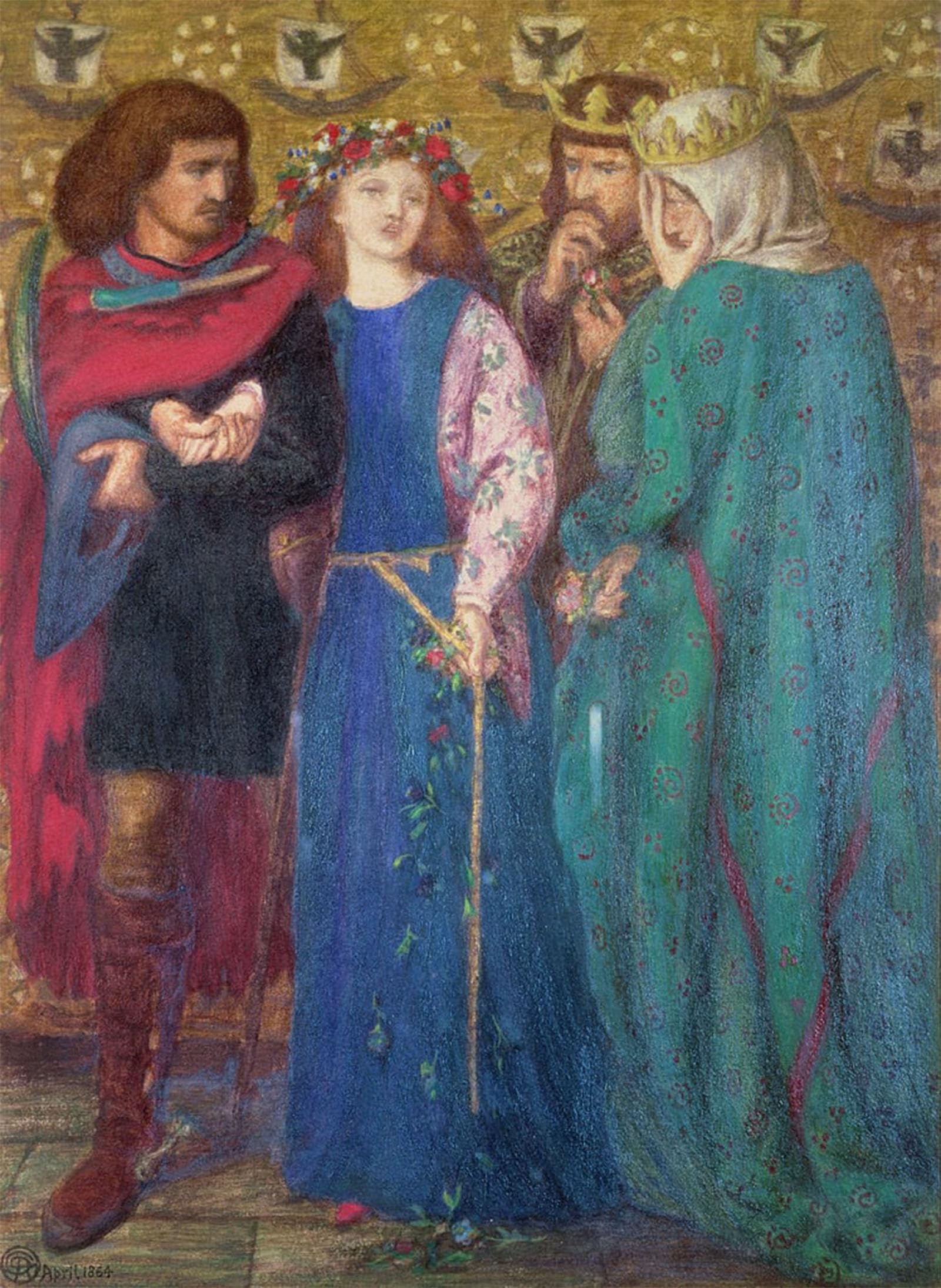 POSTERIIk Vintage Art Print Images Pictures Print Horatio Discovering the Madness of Ophelia by Dante Gabriel Charles Rossetti Modern Colour Posters for Office Home Decor 60x90cm
