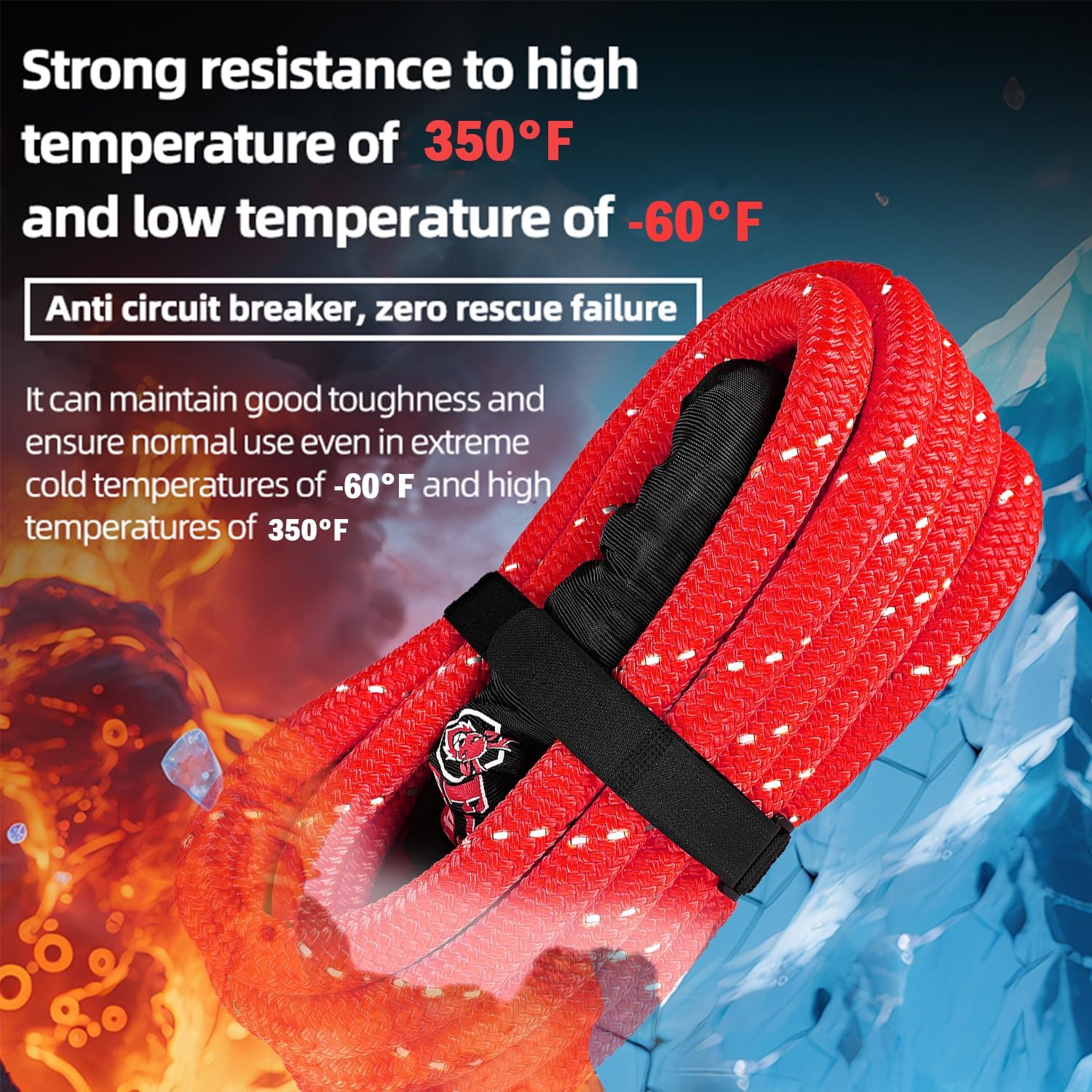 F-Rope 1" x 30ft Kinetic Recovery Tow Rope, 48600 LBS Nylon Tow Strap with 2 Soft Shackles, Heavy Duty Offroad Towing Straps Kit for Tractor, UTV, Trucks, SUV, ATV, Red