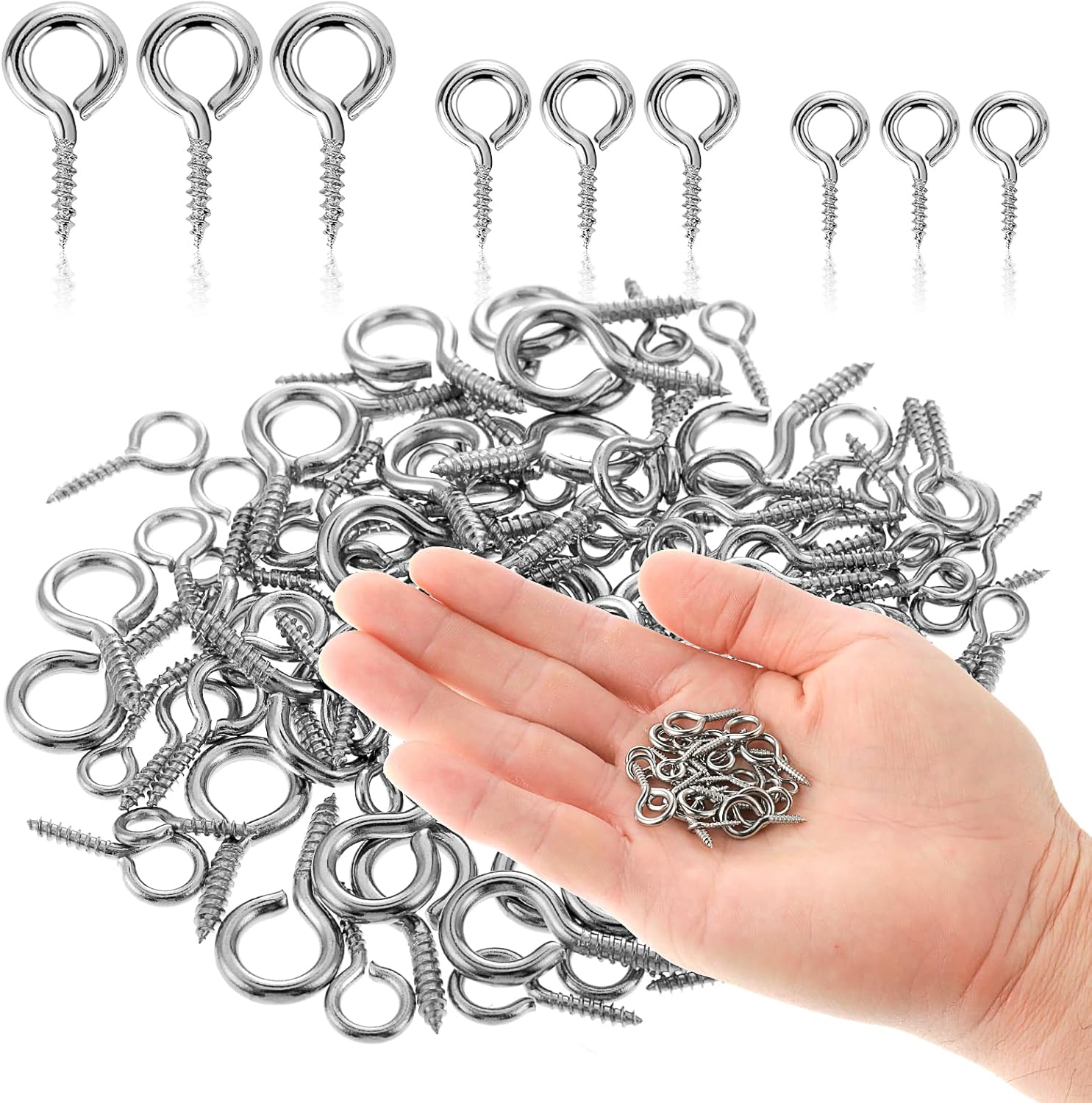 Grevosea 300 Pieces Small Screw Eye Pins Eyelets Screw Threaded Mini