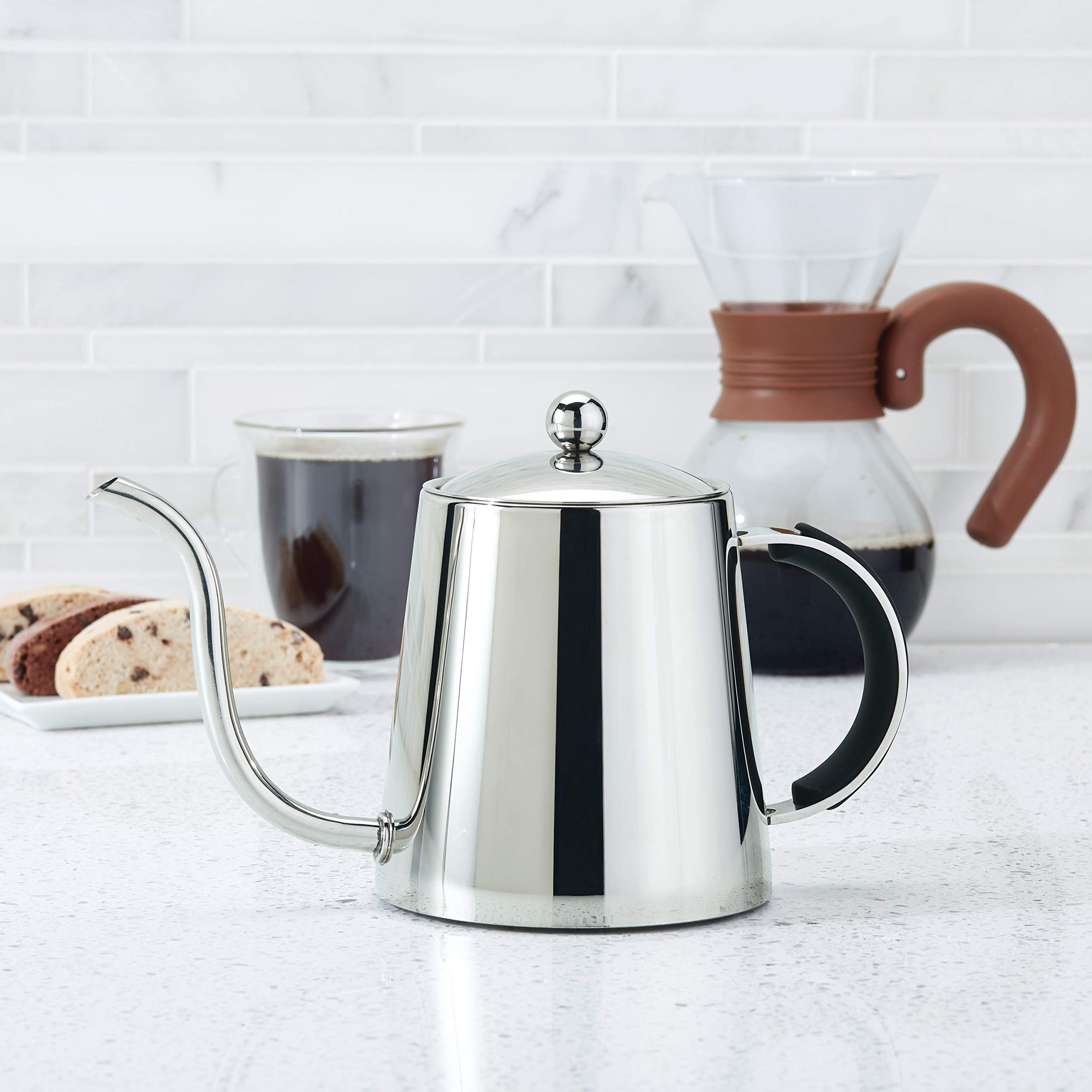 Amazon.com | BonJour Stainless Steel Pour Over Teapot with Black