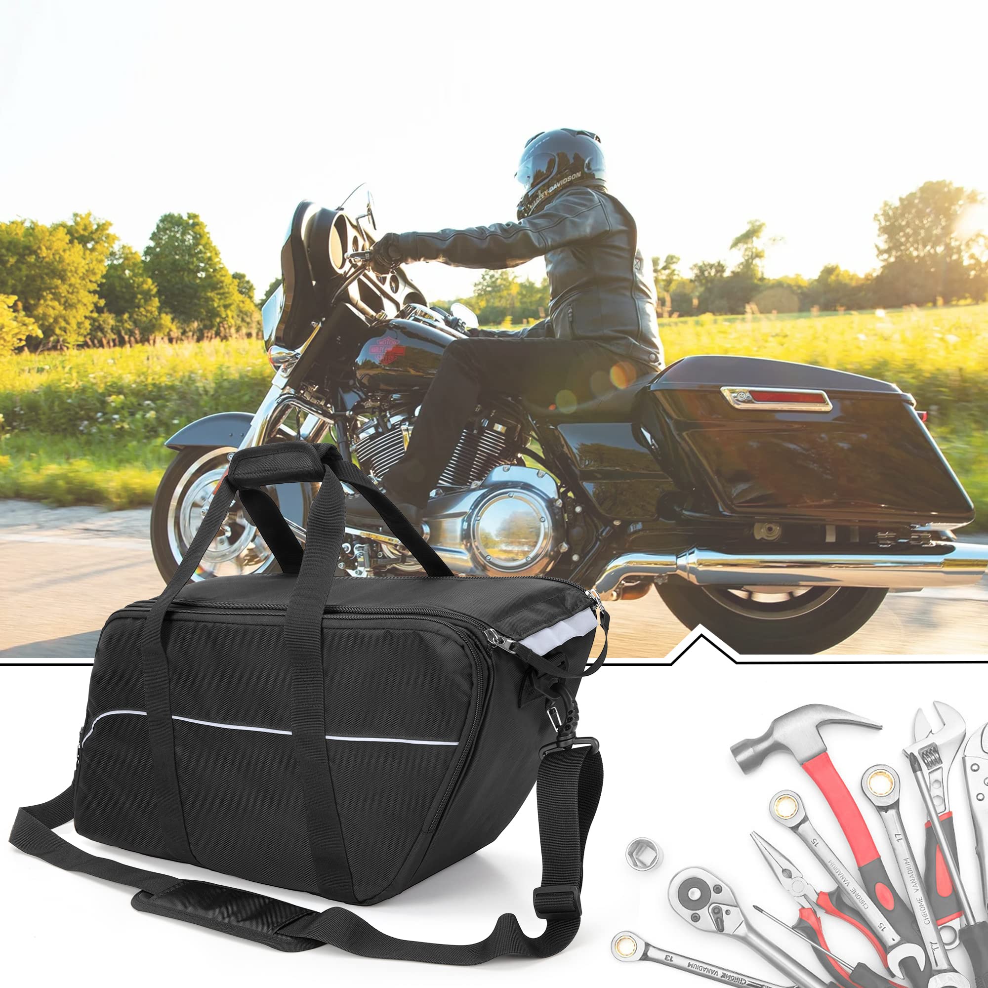 HODRANT Borsa Laterale da Moto con Tracolla (Solo Borsa) | Borse Laterali Rigide Compatibili con Harley-Davidson Touring (1993-2022)