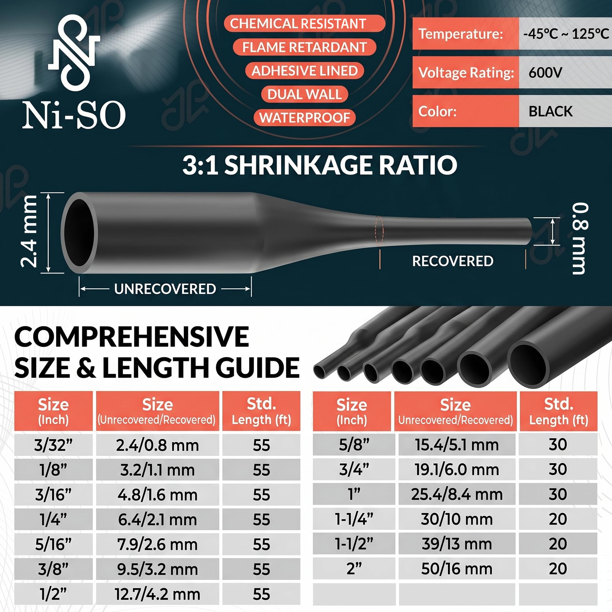 Marine Grade Heat Shrink Tubing - Waterproof & Durable -2