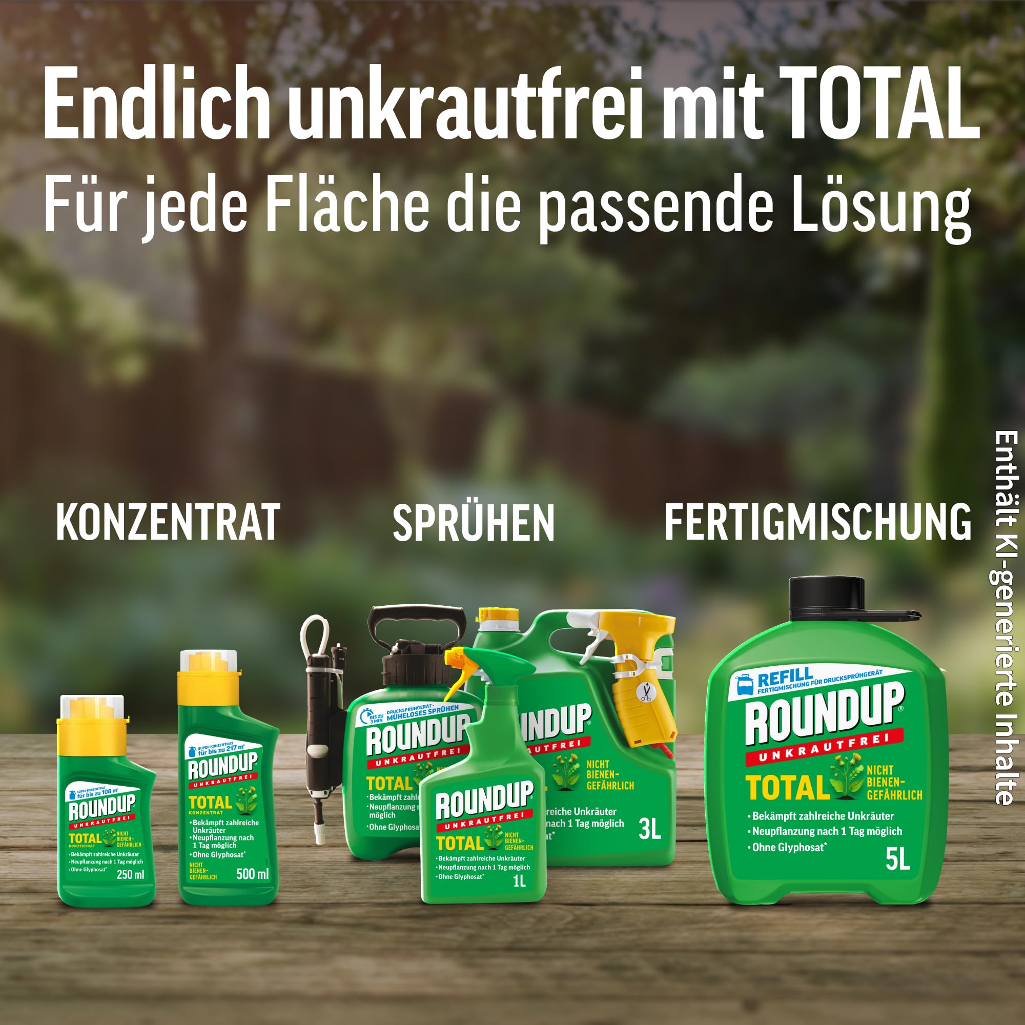 Roundup Unkrautfrei Total Konzentrat 500ml Herbizid für Gartenflächen