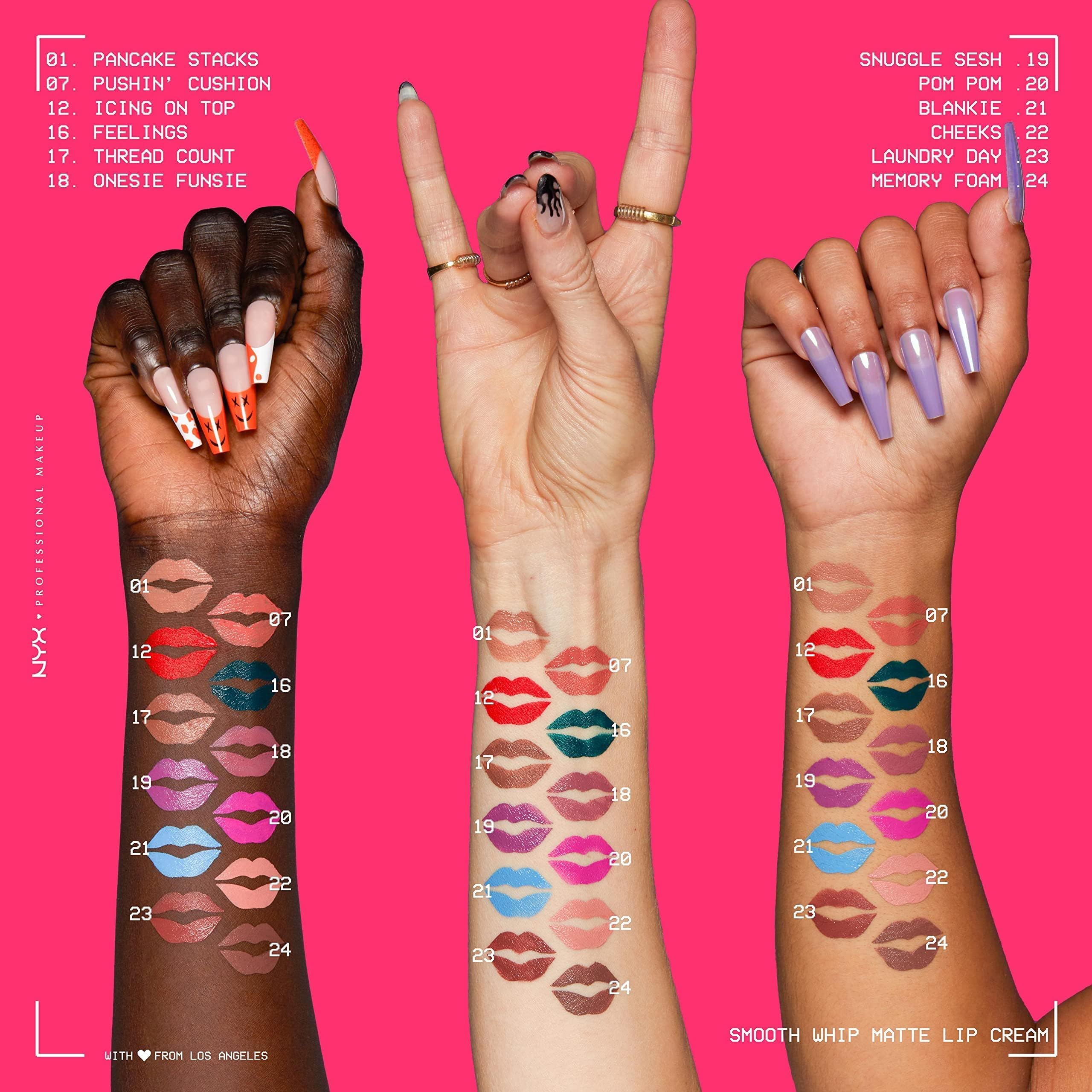 NYX Professional Makeup Rossetto Liquido, Tinta Labbra Matte, Tonalità Ultra-Vibranti, Con Burro di Karité e Burro di Cacao, Smooth Whip, Tonalità: Bday Frosting (Confezione da 5)