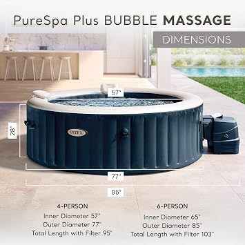 INTEX 28429EP PureSpa Plus Bubble Massage Spa Set: Inflatable Hot Tub Includes 2 Contoured Headrest LED Light 4 Person Capacity 77 x 28