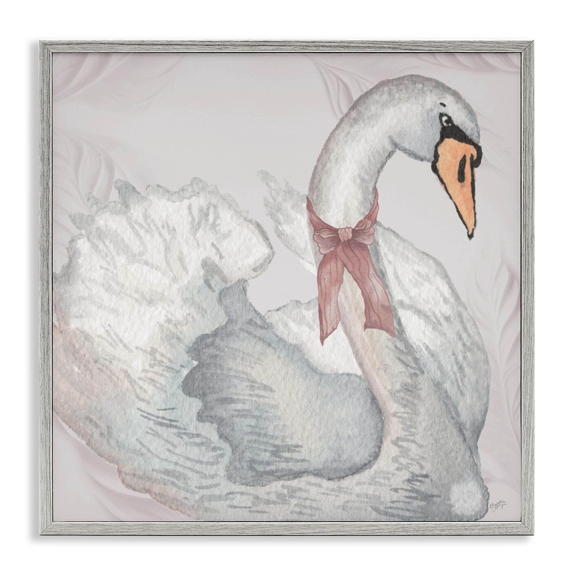Stupell Industries 'Subdued Classic Swan', Framed Giclee Art, Gray, 24 x 24