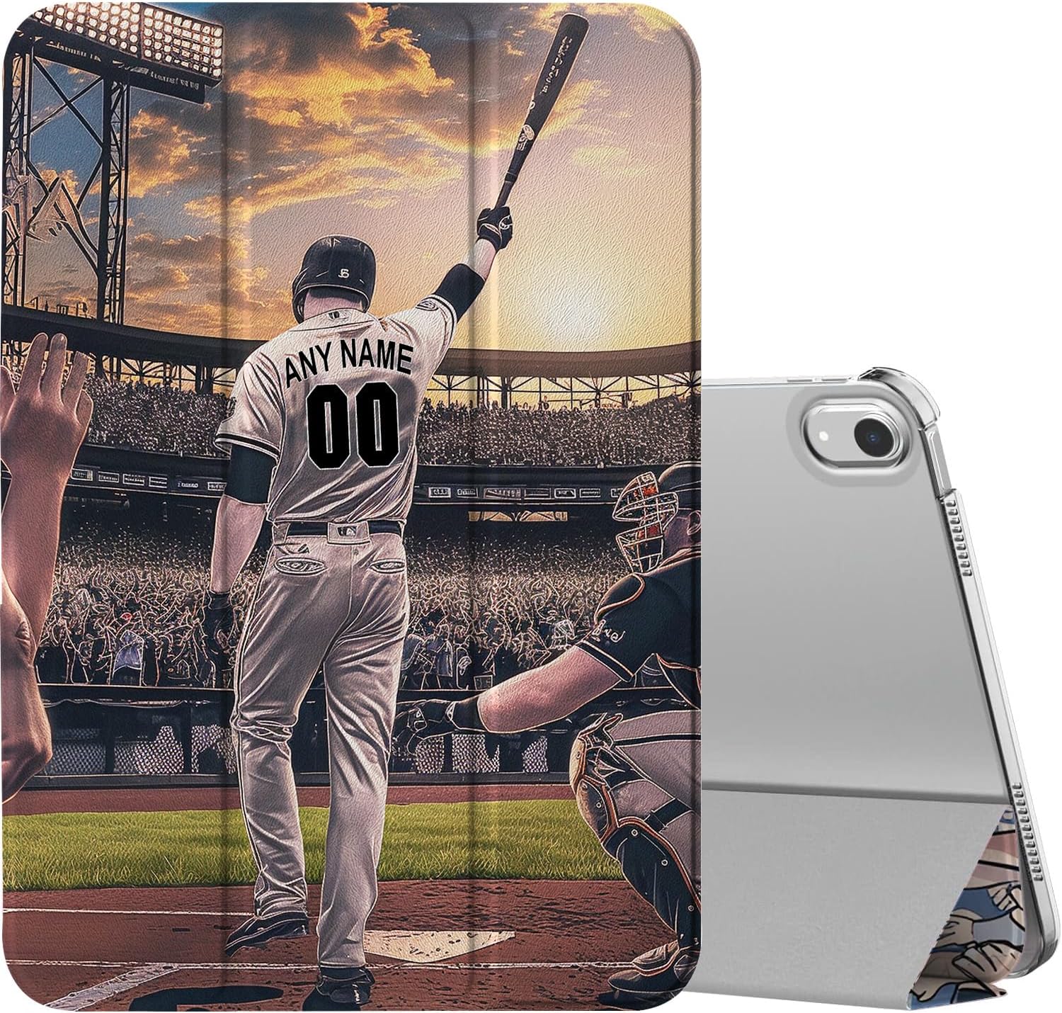 IKPYTREE Custom Name/Number Case for iPad Air 13 inch & 11 inch M3/M2 2025/2024 & 10.9 inch 5th/4th Gen 2022/2020, with Baseball Lover's,with Pencil Holder(Cincinnati White)