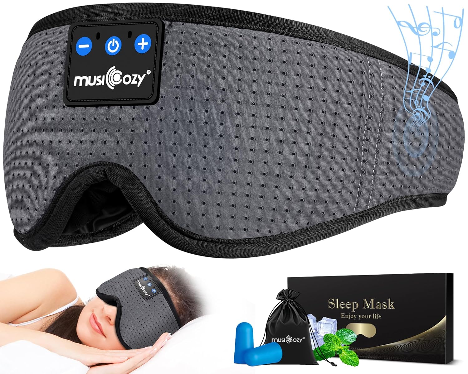 MUSICOZY Sleep Headphones Bluetooth Sleep Eye Mask for Sleeping