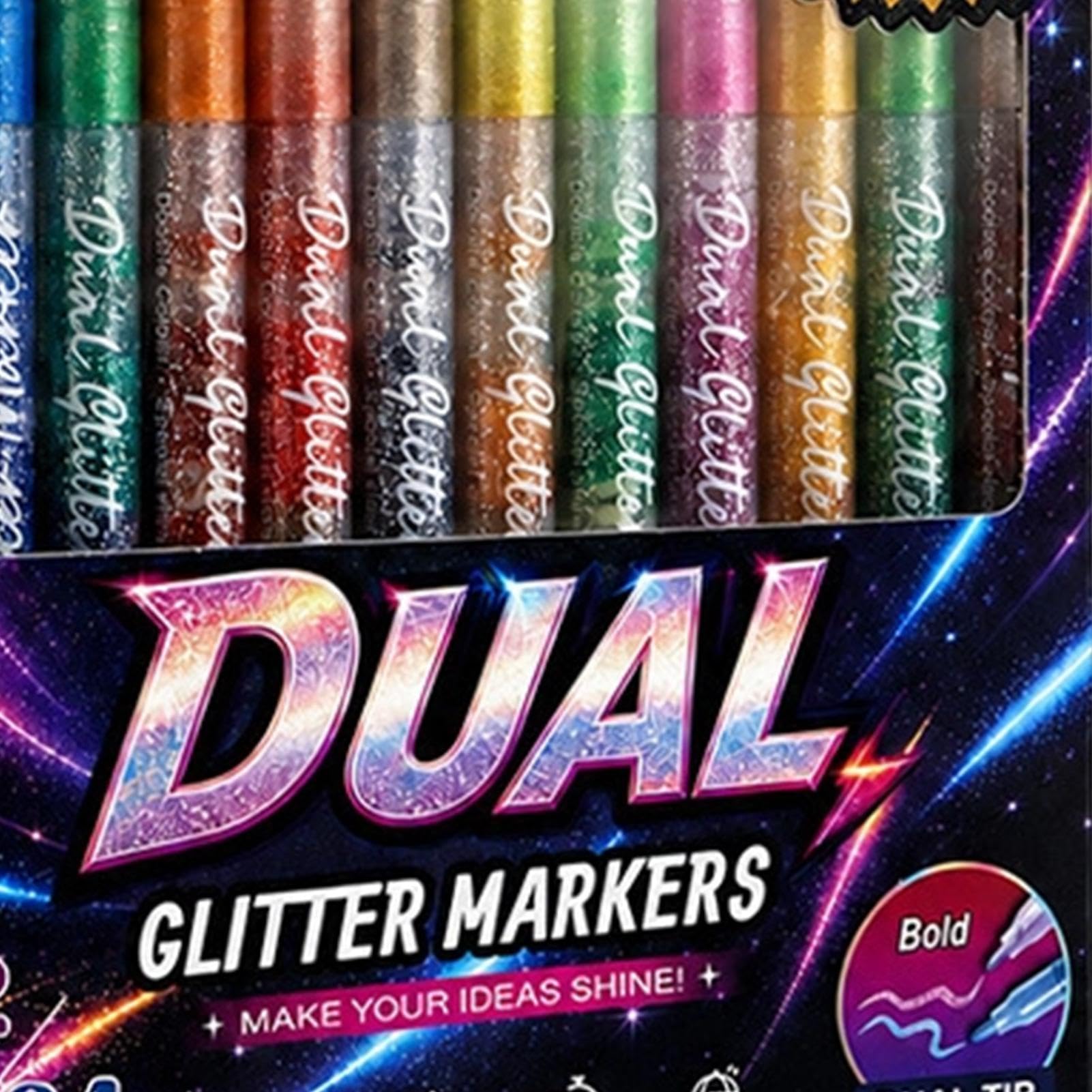 Générique Feutres Pailletés | Feutres Brush Double Pointe 24 Couleurs