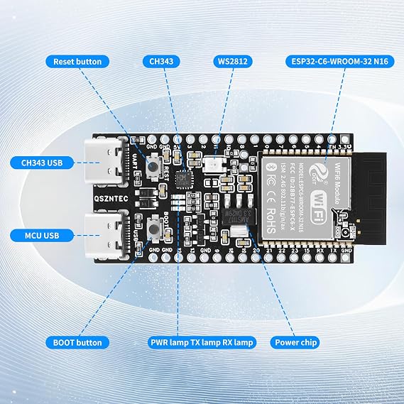 ESP32-C6 Development Board QS-ESP32 C6 N16 Core Board Support