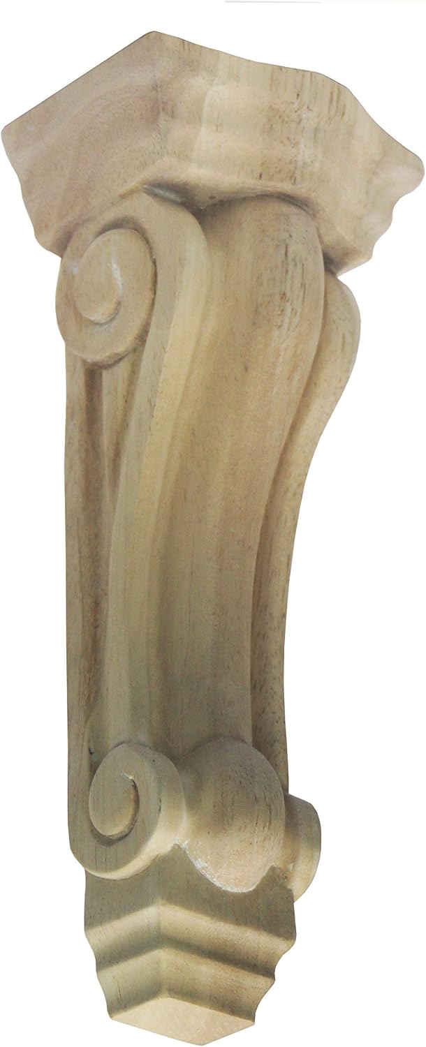 5"W x 3-3/4"D x 12"H Traditional Wood Corbel-Rubberwood (Red Oak)