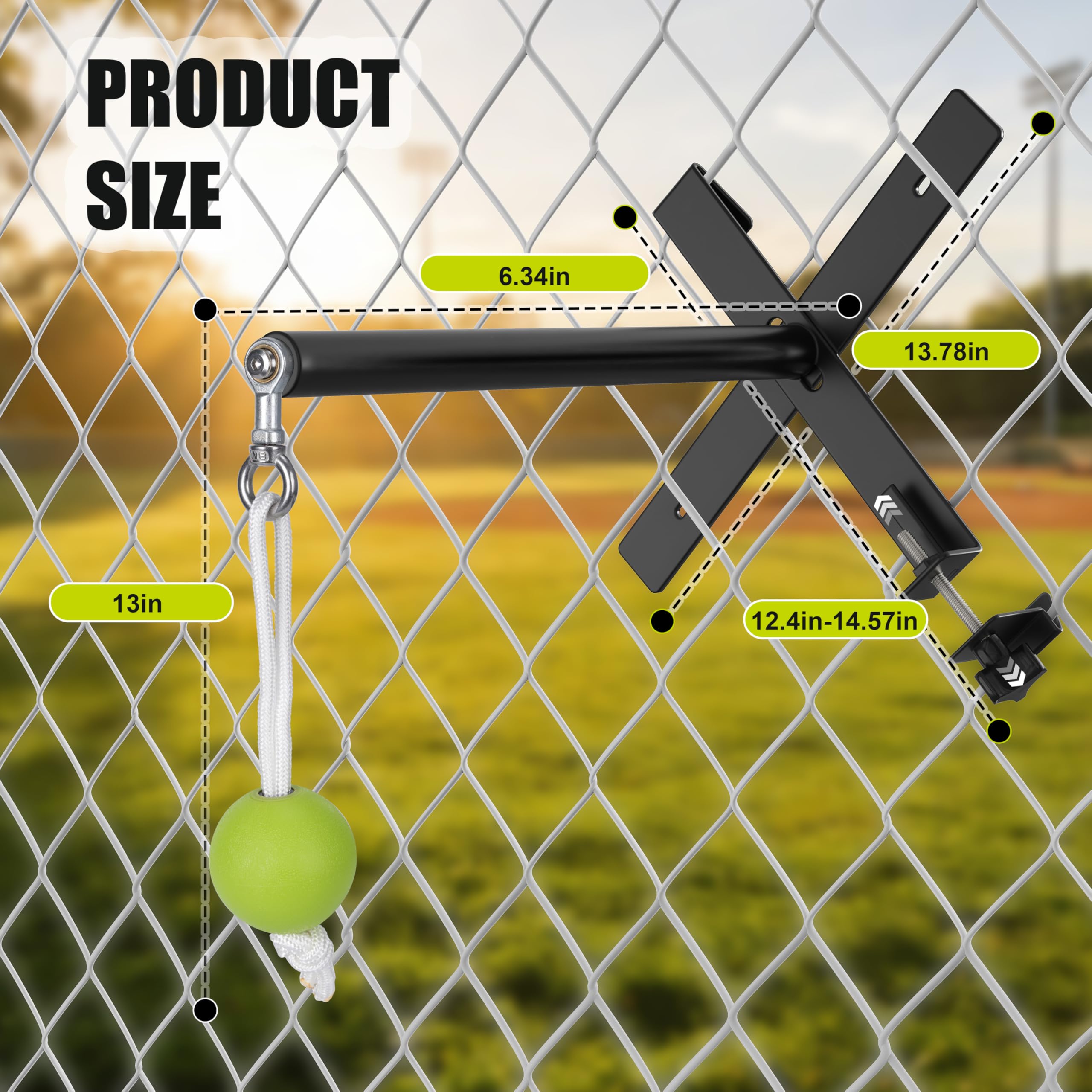 Hikeen Tragbarer Baseball-Schaukeltrainer mit festgebundenem Ball, hochwertiges Schlag-/Schlagtrainer-System für Baseball und Softball, einfache Einrichtung am Zaun, Schlagtrainer mit automatischer