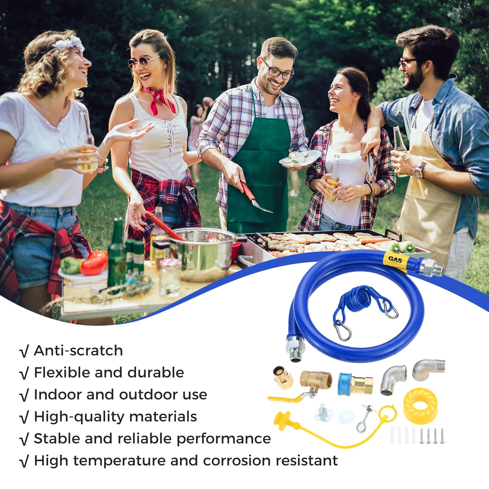 1675KIT48 Sicherheitssystem-Set, 121,9 cm Gasschlauch-Anschluss-Set