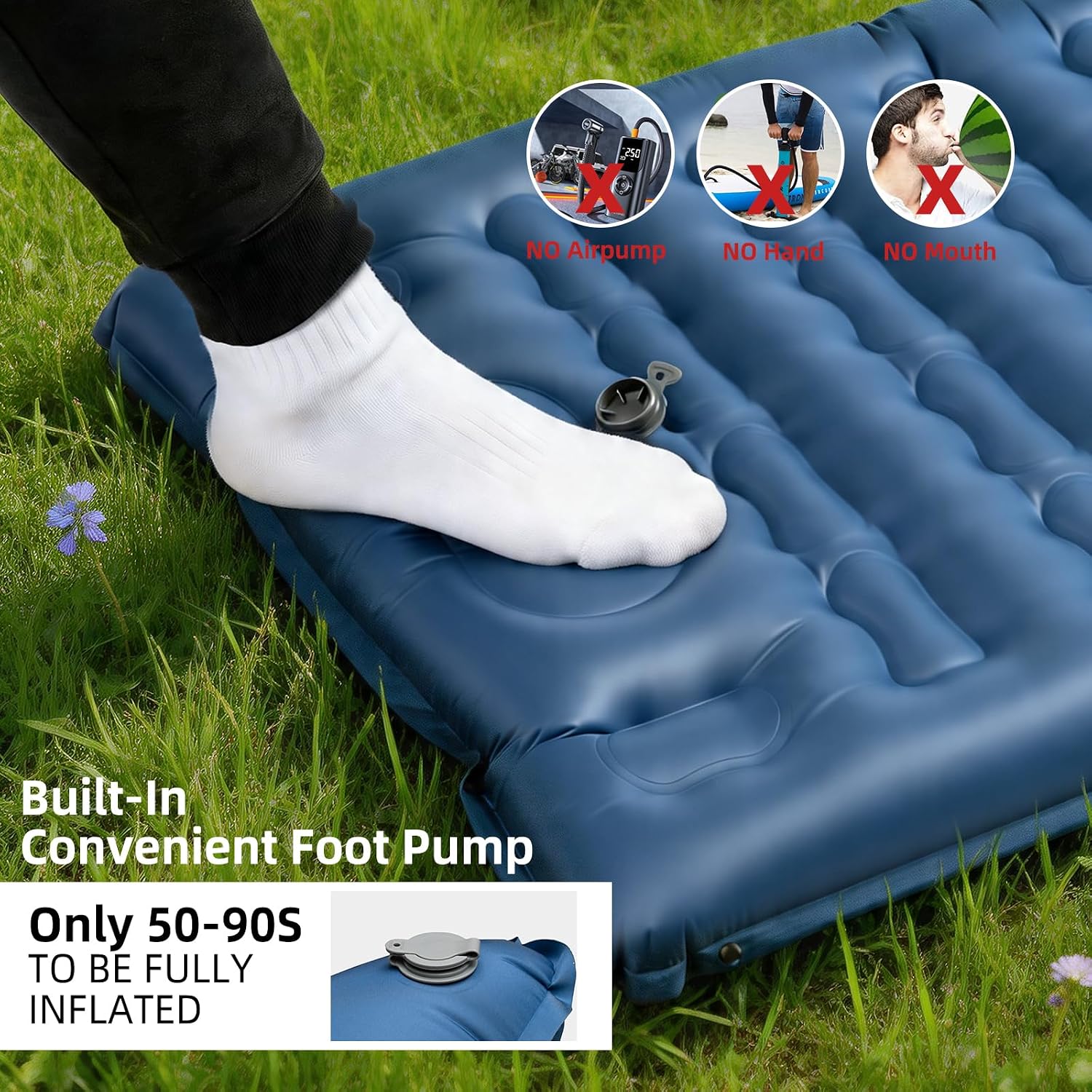 HiiPeak Ultralight Camping Sleeping Pad, 12cm Thickened Sleeping Mat with Pillow and Built-in Foot Pump,Inflatable Camping Air Mattress for Camping, Backpacking, Hiking, Tent Trap Traveling
