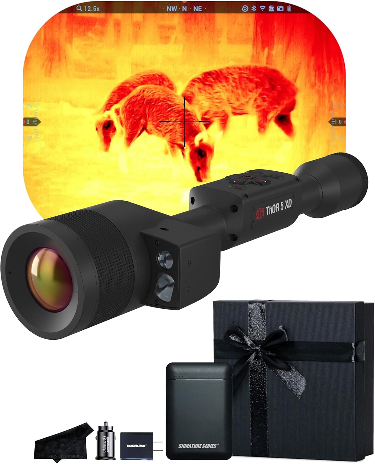 ATN Thor 5 XD LRF 1280 Smart HD Thermal Scope with 1280x1024, 12 Micron Sensor | Magnification, Built-in Laser Rangefinder, Full HD Video Recording, Smooth Zoom | Exclusive Signature Series Kit