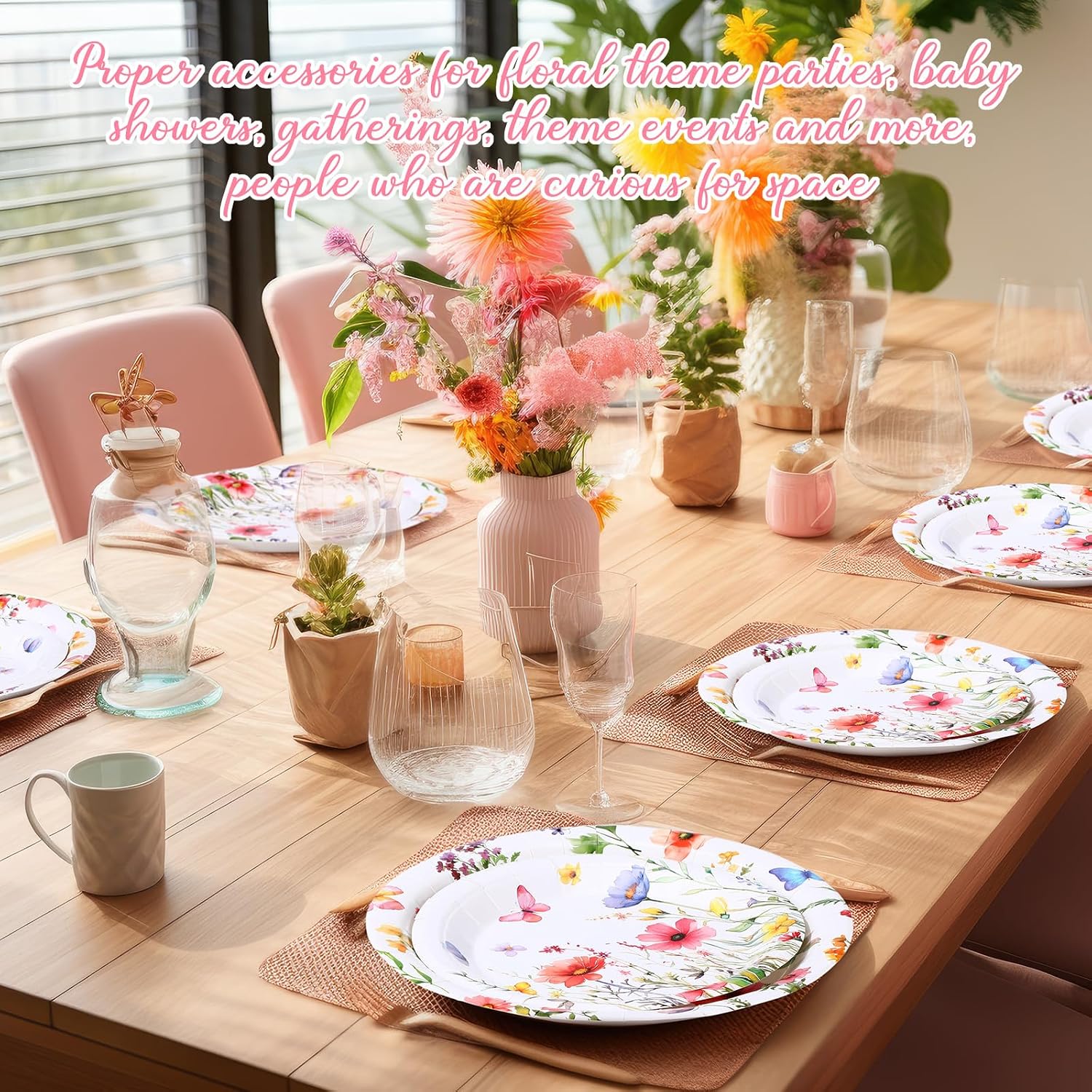 Mumufy 100 Pack Wild Floral Paper Plates Flower Dinner Decoration 9 & 7 Disposable Watercolor Dessert Plates for Wedding Birthday Baby Shower Bridal Tea Party Supplies(Colorful Flowers) image 5