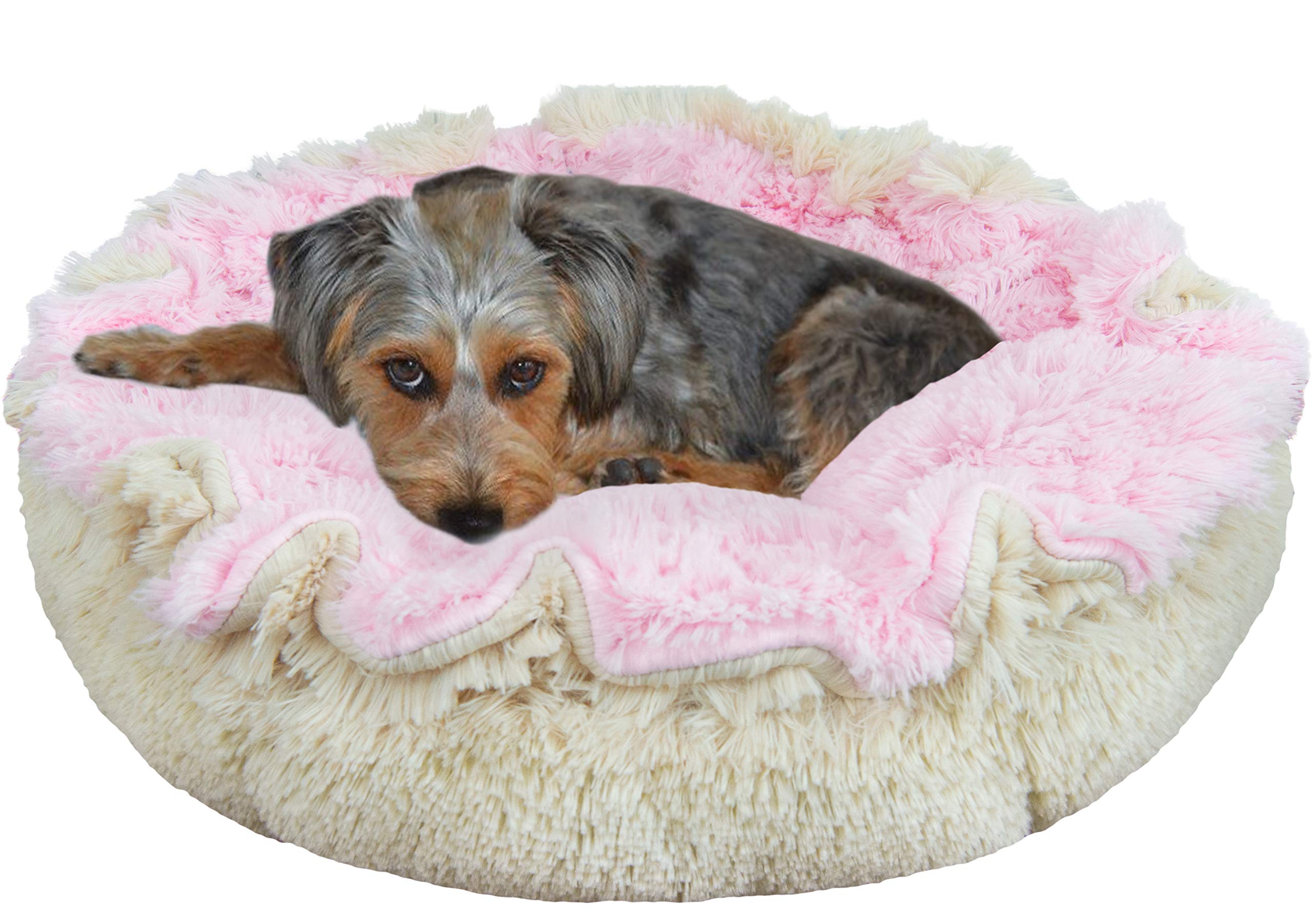 Bessie and Barnie Ultra Plush Bubble Gum/Blondie Luxury Shag Deluxe Dog/Pet Cuddle Pod Bed