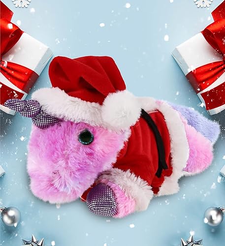 Miniatura 5 de DolliBu Juguete de peluche de unicornio rosa de Santa Monday – Vestido súper suave con traje de Papá Noel rojo, lindo regalo de unicornio,